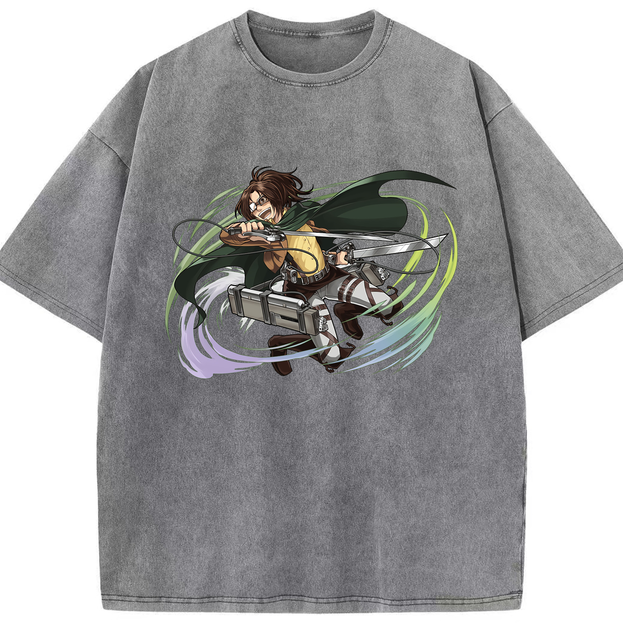 （画像用） 進撃の巨人 ハンジ·ゾエ Attack on Titan Hanji Zoe 綿100% ヴィンテージ風 半袖Tシャツ（フロントプリント）