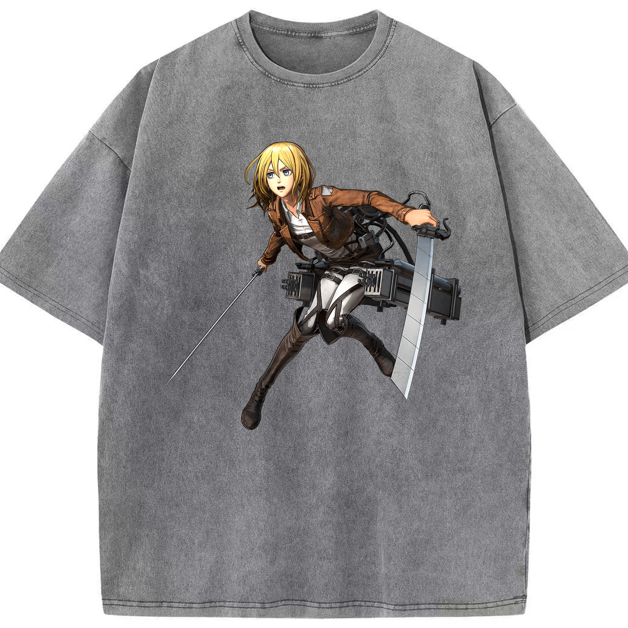（画像用） 進撃の巨人 クリスタ·レンズ Attack on Titan Christa Lenz 綿100% ヴィンテージ風 半袖Tシャツ（フロントプリント）