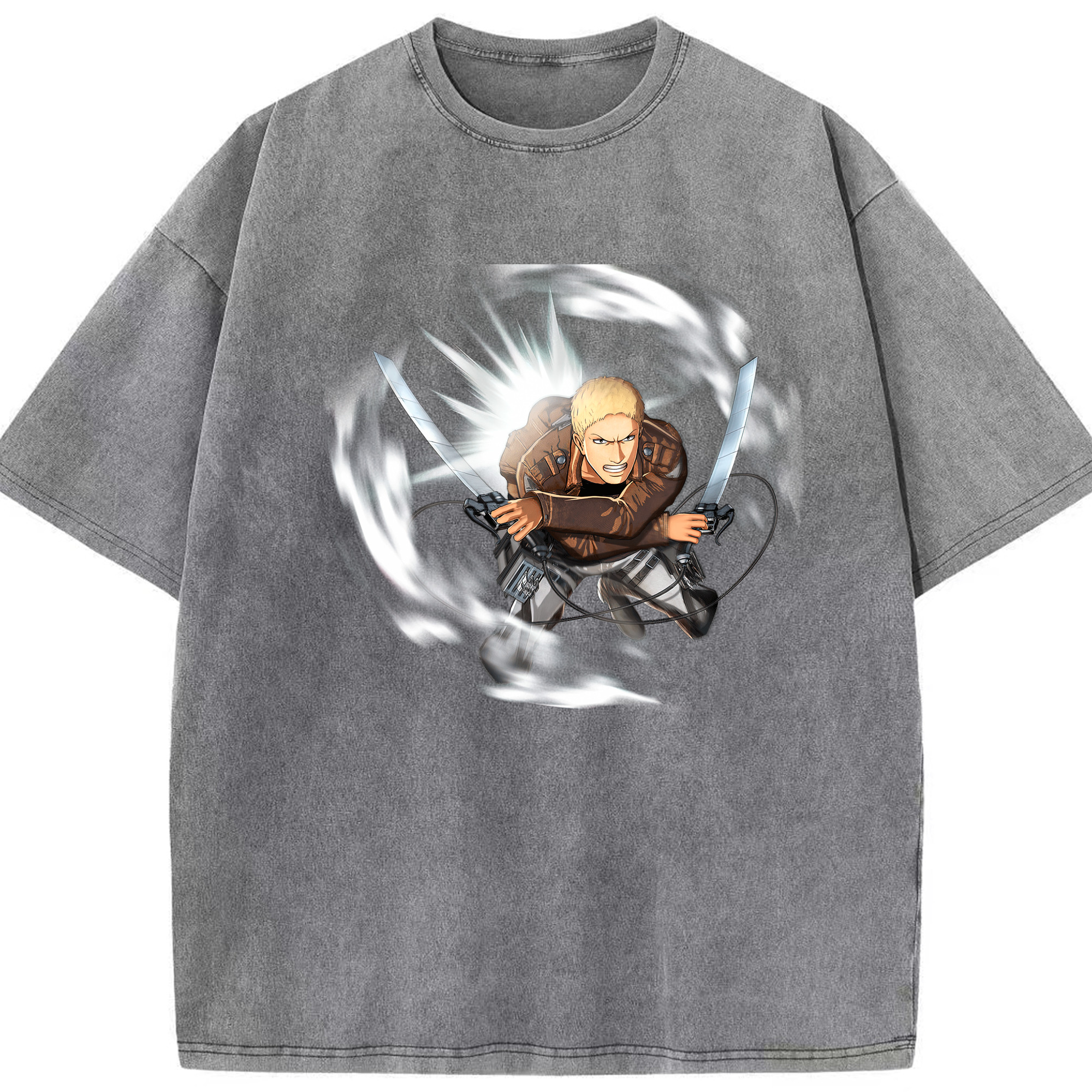（画像用） 進撃の巨人 ライナー・ブラウン Attack on Titan Reiner Braun 綿100% ヴィンテージ風 半袖Tシャツ（フロントプリント）