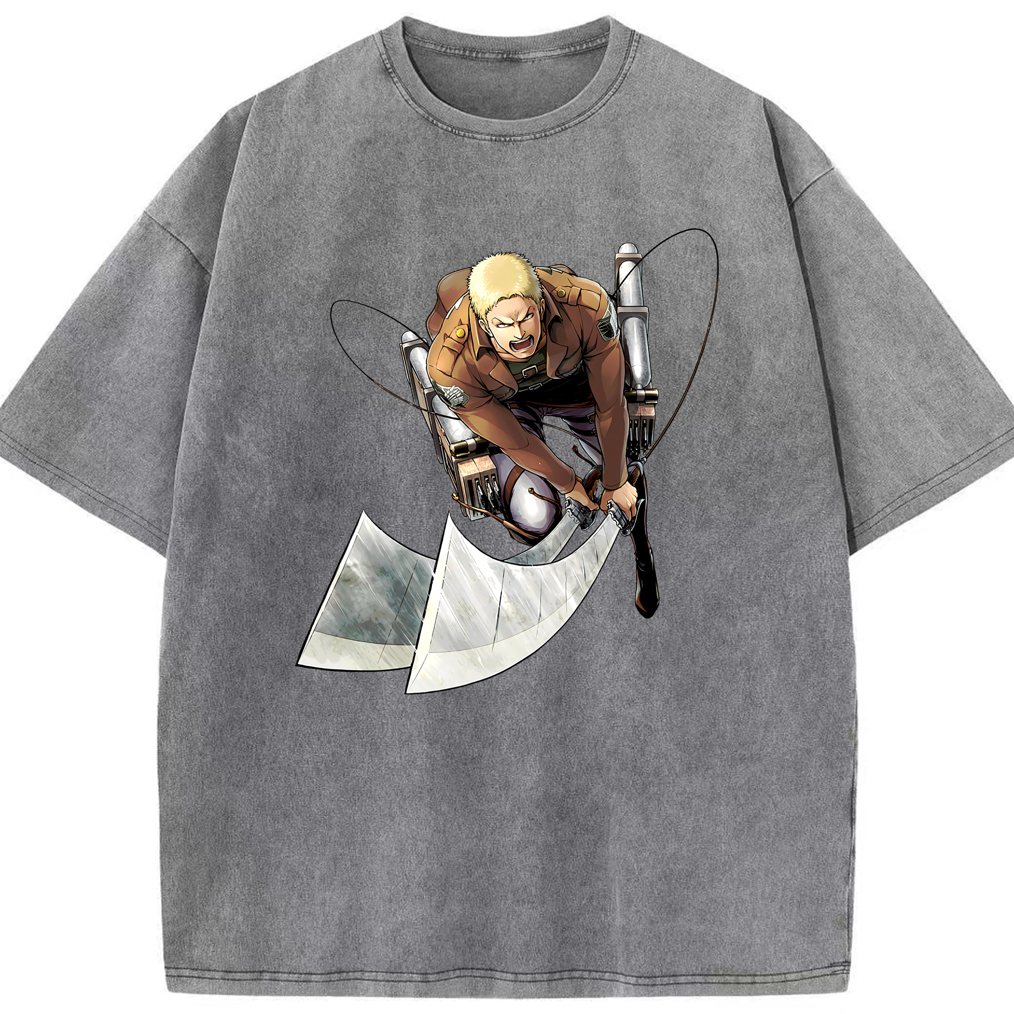 （画像用） 進撃の巨人 ライナー・ブラウン Attack on Titan Reiner Braun 綿100% ヴィンテージ風 半袖Tシャツ（フロントプリント）
