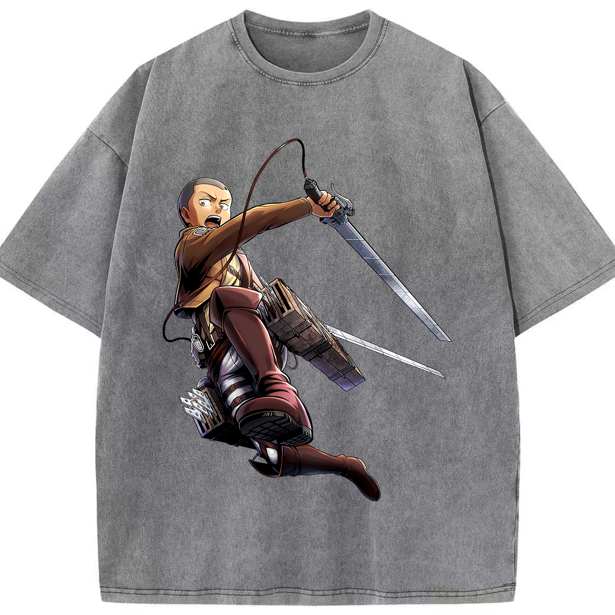 （画像用） 進撃の巨人 コニー·スプリンガー Attack on Titan Connie Springer 綿100% ヴィンテージ風 半袖Tシャツ（フロントプリント）