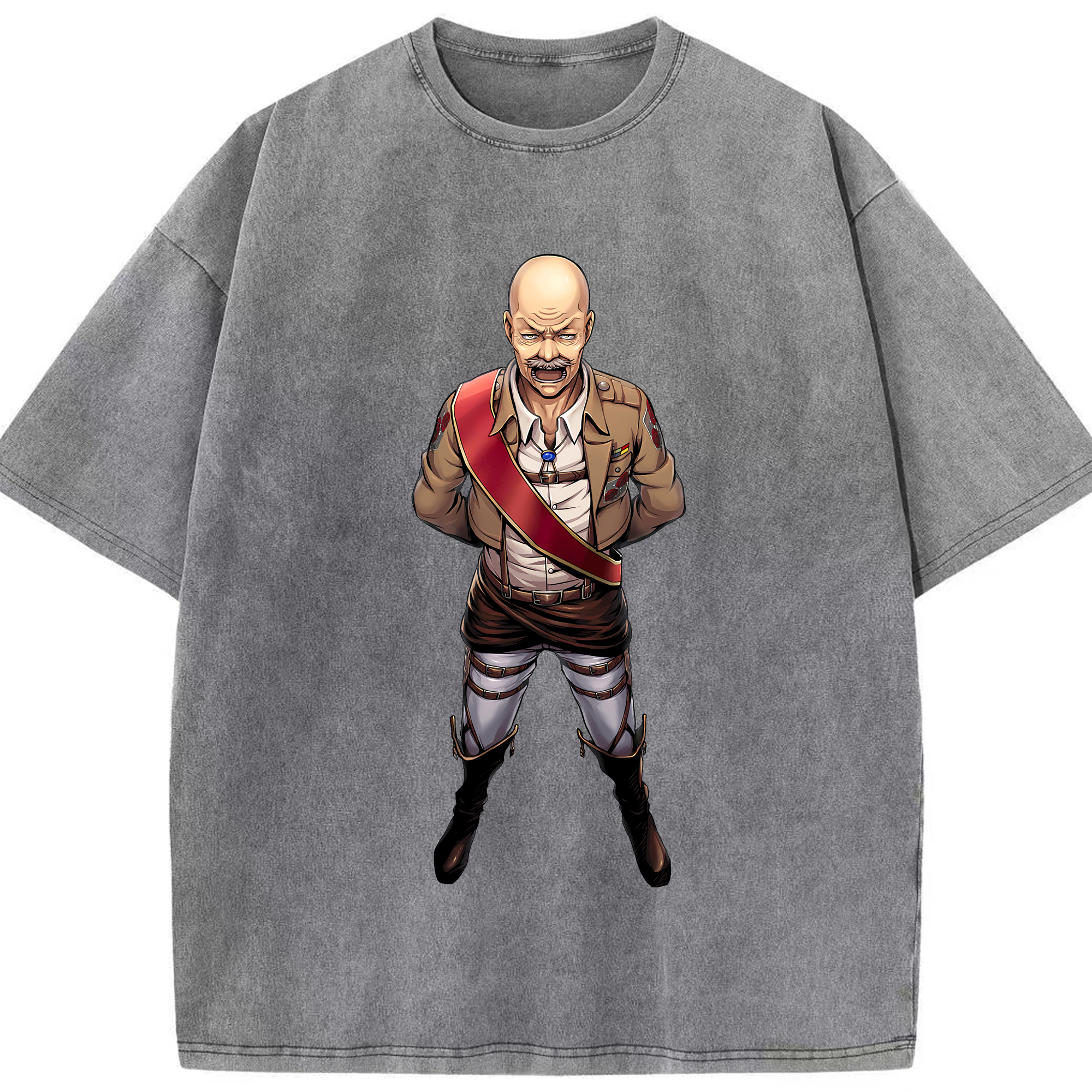 （画像用） 進撃の巨人 ドット·ピクシス Attack on Titan Dot Pixis 綿100% ヴィンテージ風 半袖Tシャツ（フロントプリント）