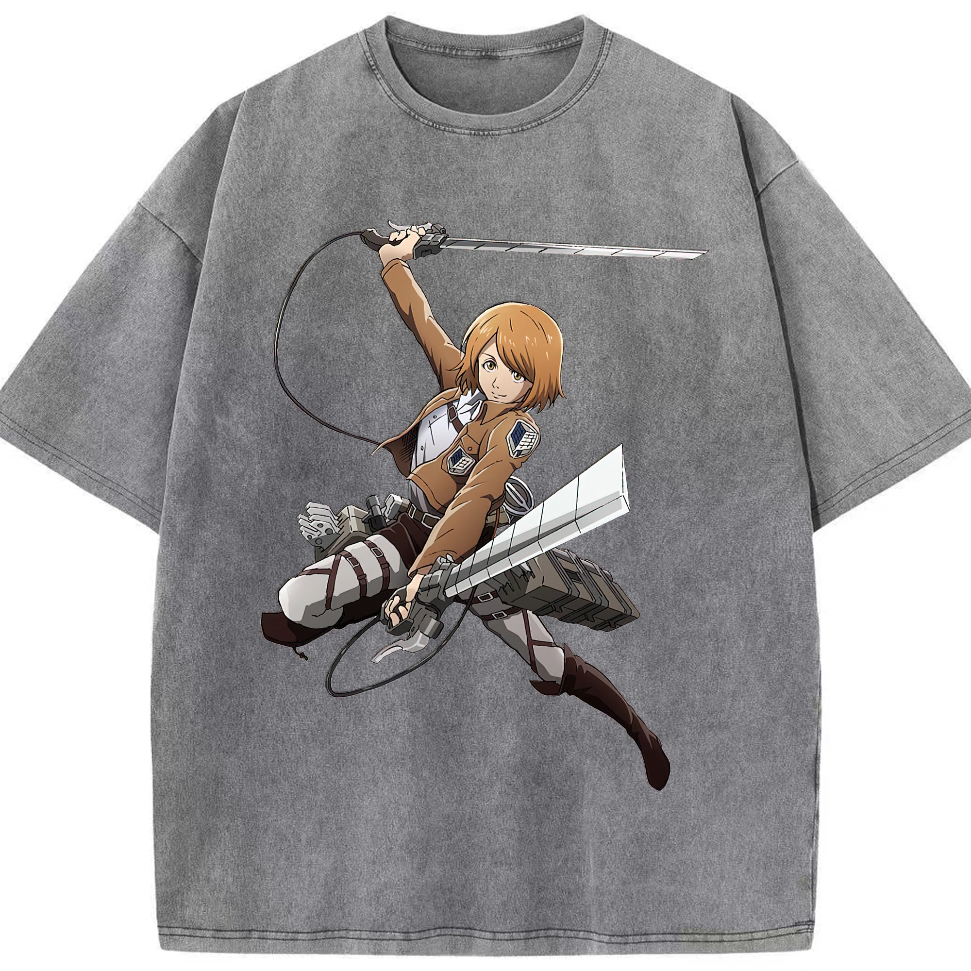 （画像用） 進撃の巨人 ペトラ·ラル Attack on Titan Petra Rall 綿100% ヴィンテージ風 半袖Tシャツ（フロントプリント）