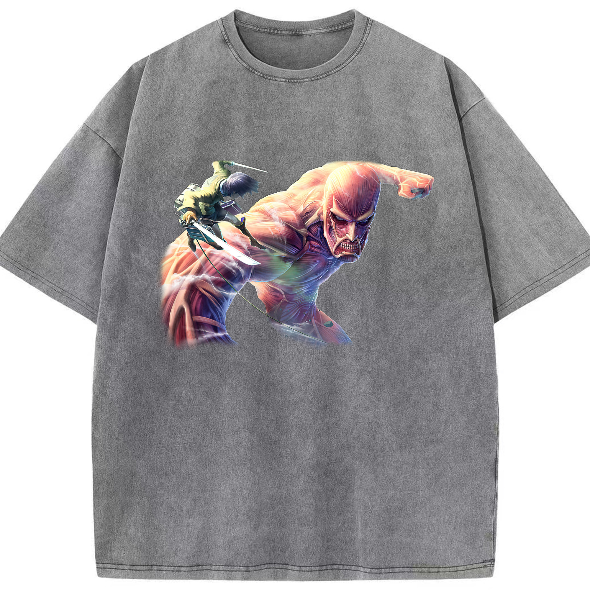 （画像用） 進撃の巨人 Attack on Titan 綿100% ヴィンテージ風 半袖Tシャツ（フロントプリント）