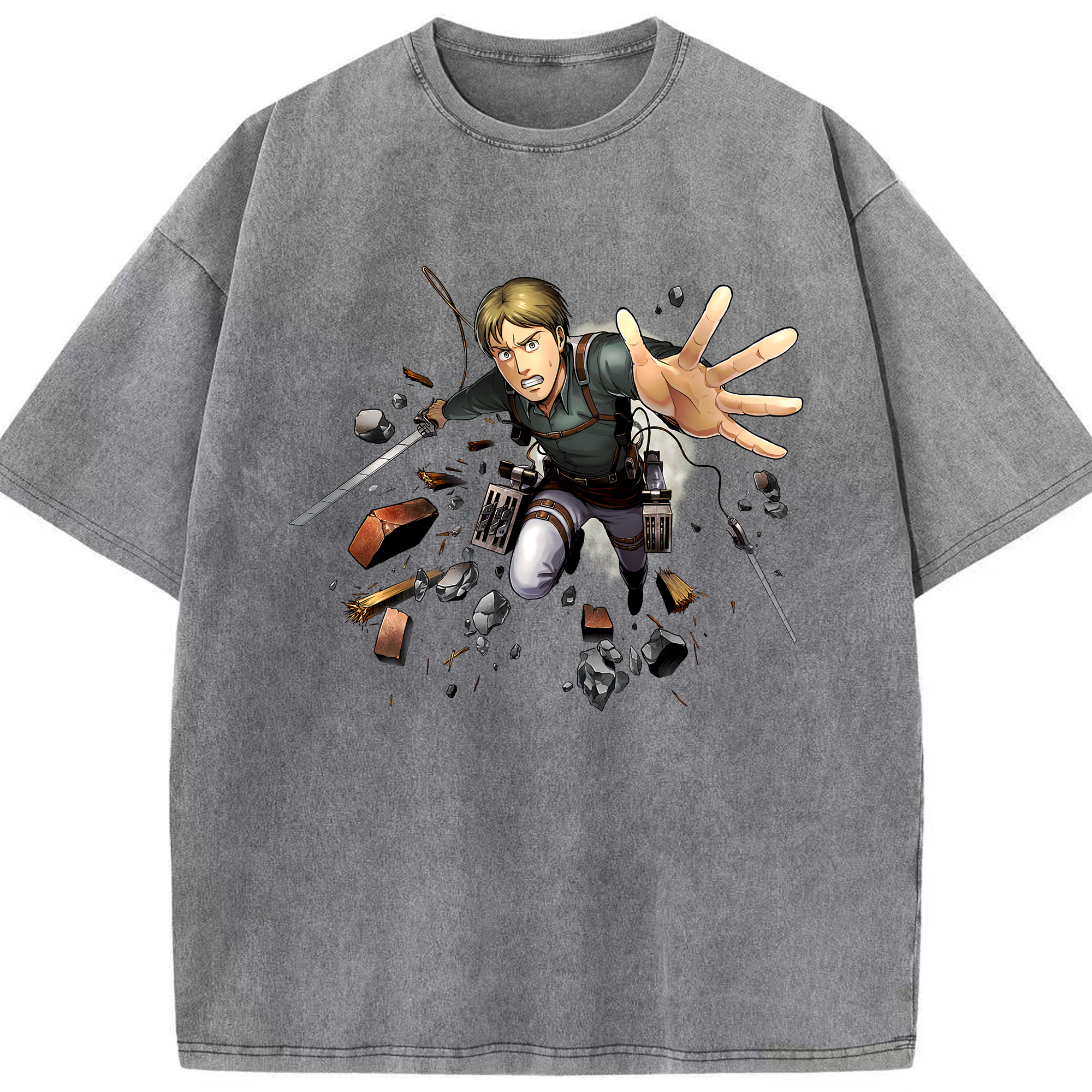（画像用） 進撃の巨人 Attack on Titan 綿100% ヴィンテージ風 半袖Tシャツ（フロントプリント）