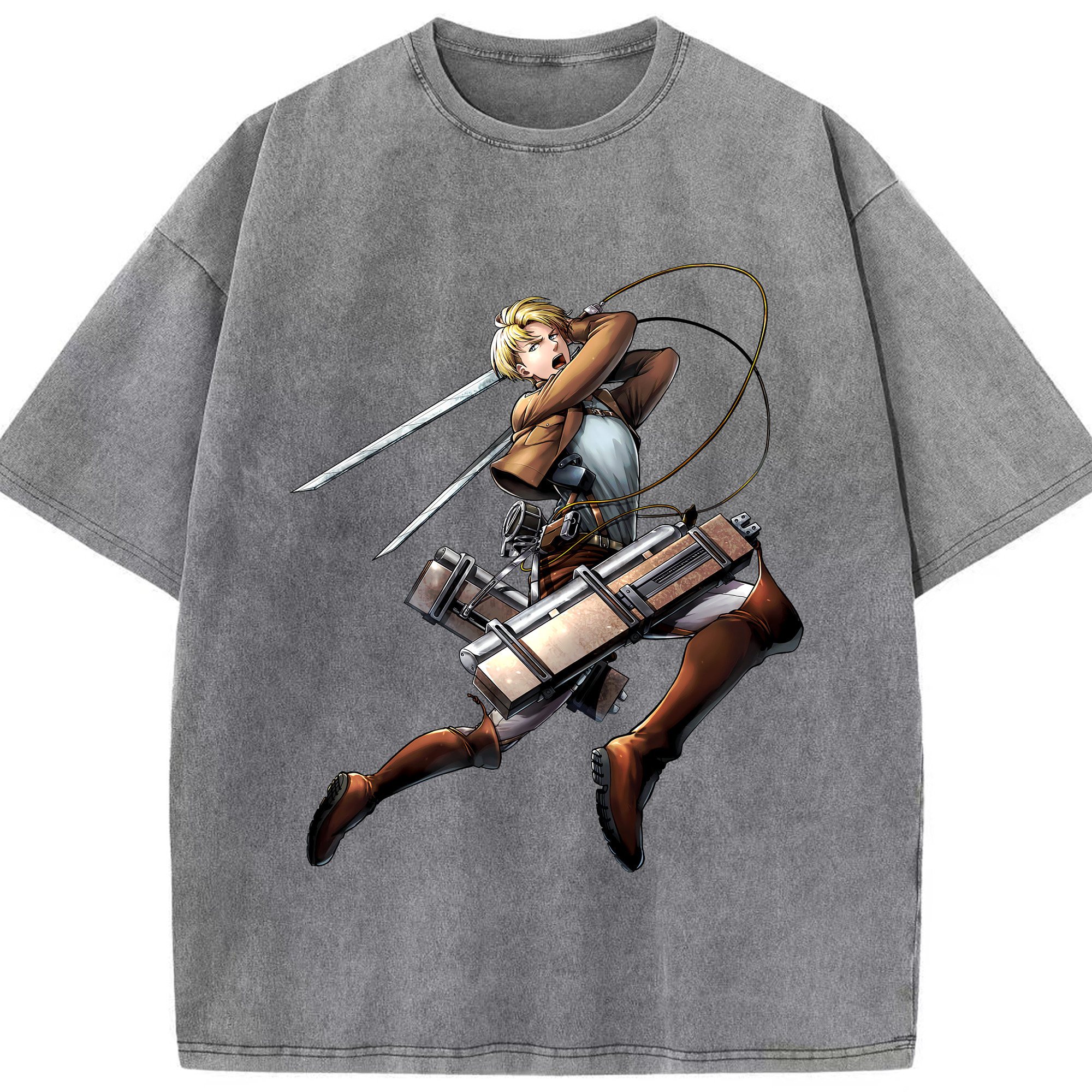 （画像用） 進撃の巨人 Attack on Titan 綿100% ヴィンテージ風 半袖Tシャツ（フロントプリント）