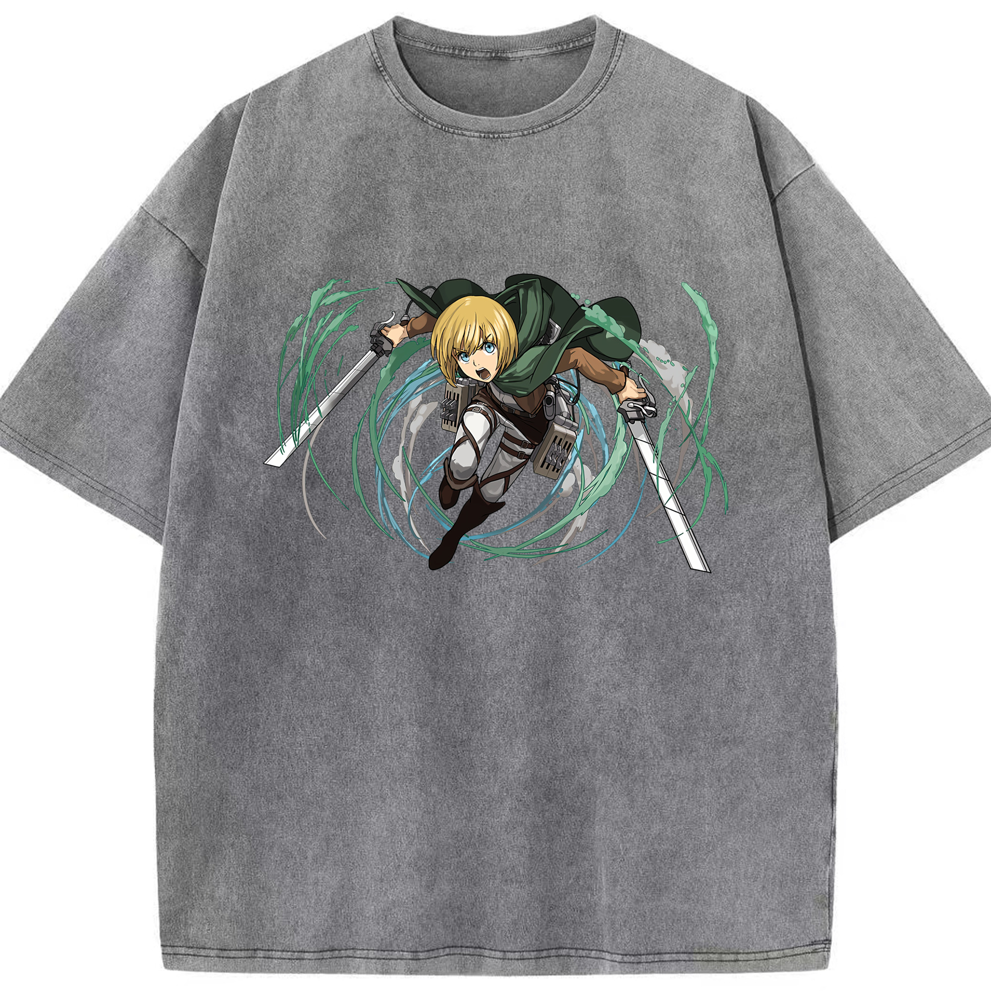 （画像用） 進撃の巨人 アルミン·アルレルト Attack on Titan Armin Arlert 綿100% ヴィンテージ風 半袖Tシャツ（フロントプリント）