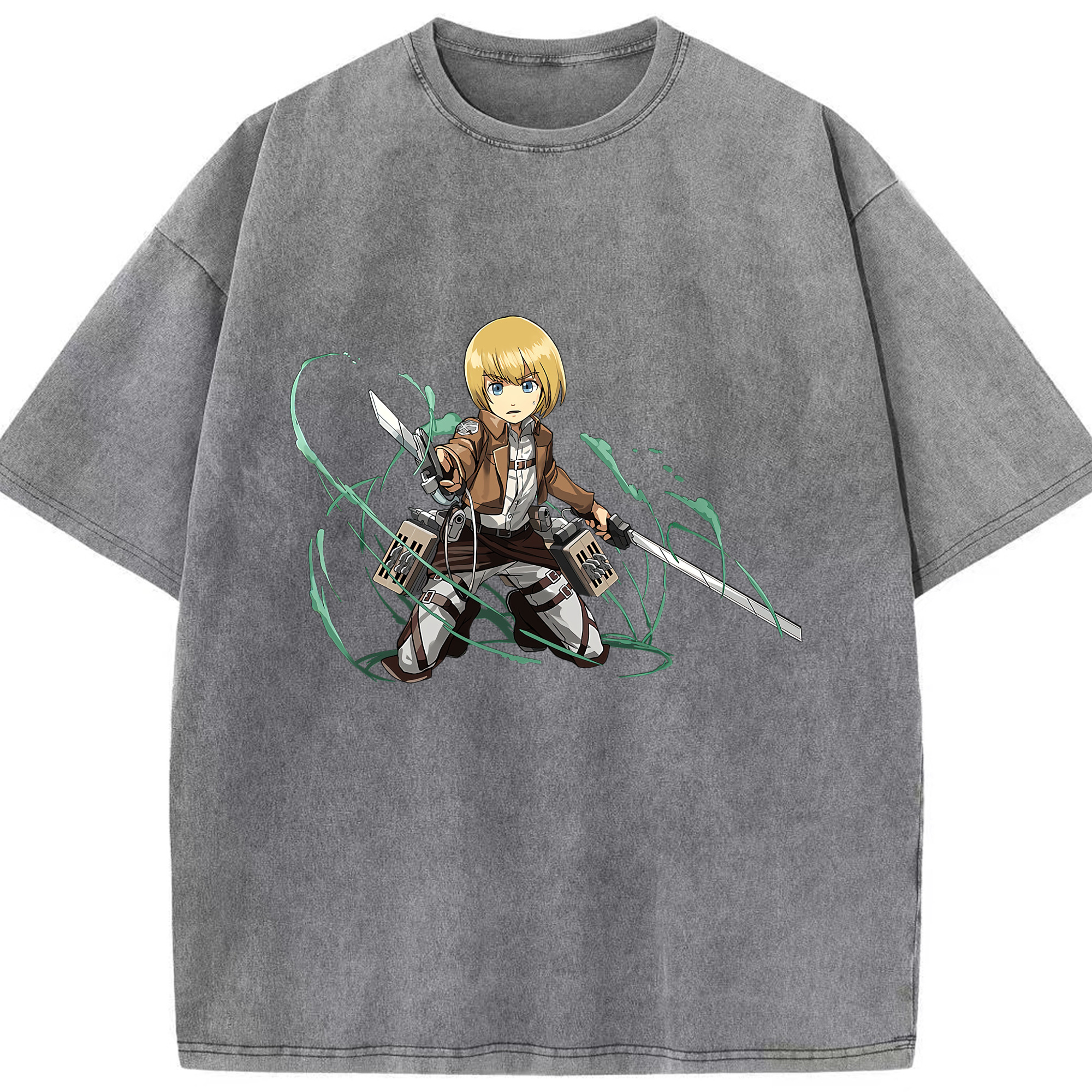 （画像用） 進撃の巨人 アルミン·アルレルト Attack on Titan Armin Arlert 綿100% ヴィンテージ風 半袖Tシャツ（フロントプリント）