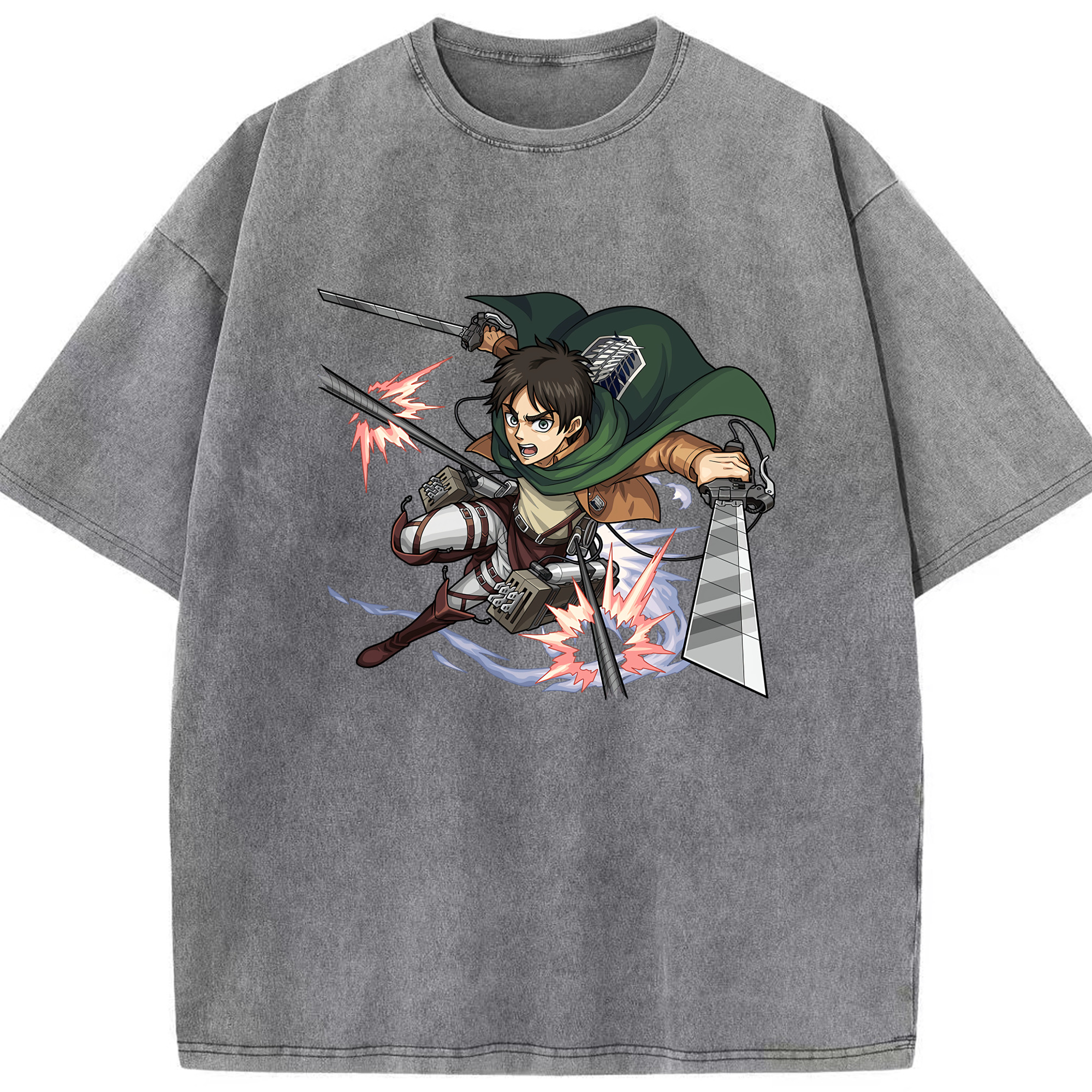 （画像用） 進撃の巨人 エレン･イェーガー Attack on Titan Eren Jäger 綿100% ヴィンテージ風 半袖Tシャツ（フロントプリント）