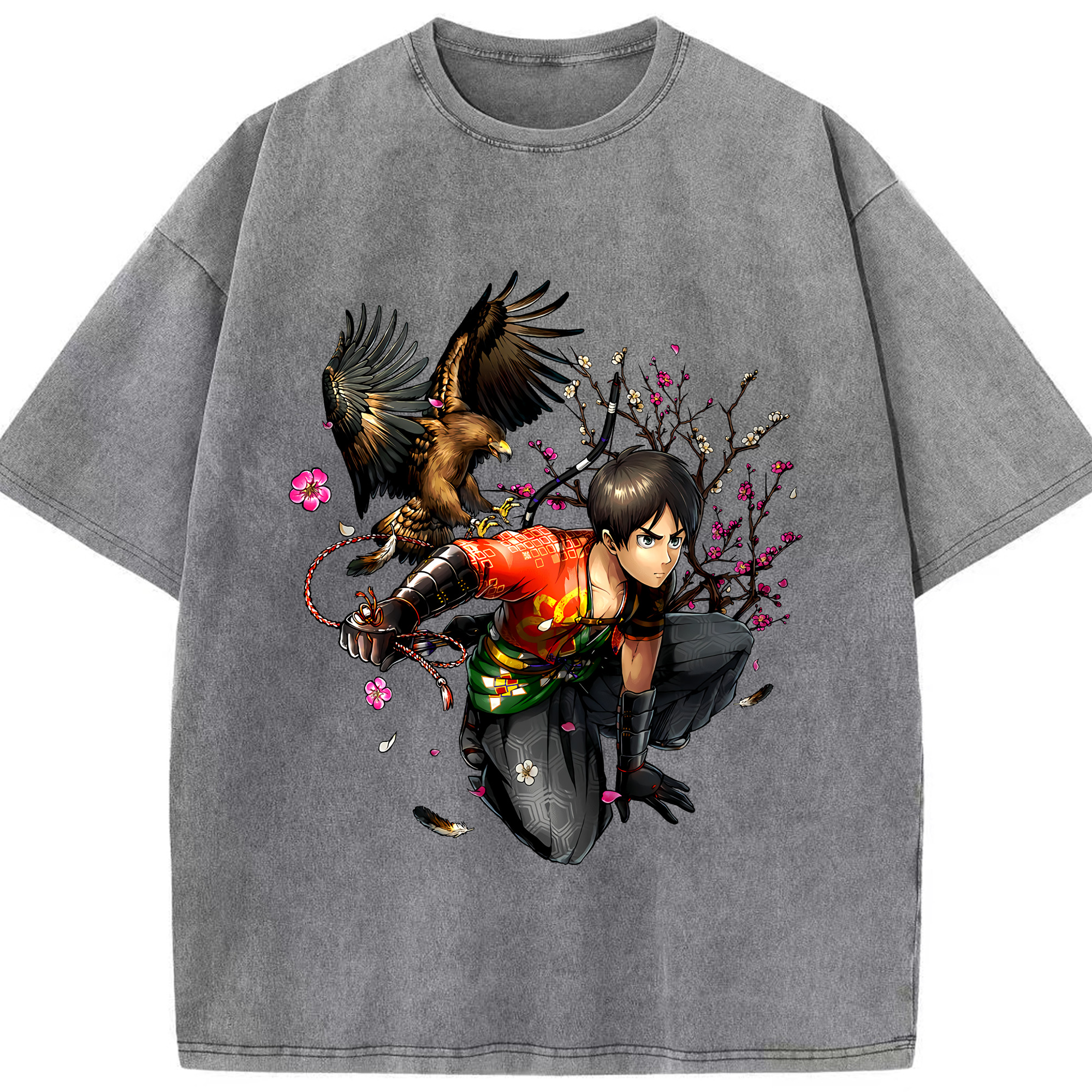 （画像用） 進撃の巨人 エレン･イェーガー Attack on Titan Eren Jäger 綿100% ヴィンテージ風 半袖Tシャツ（フロントプリント）