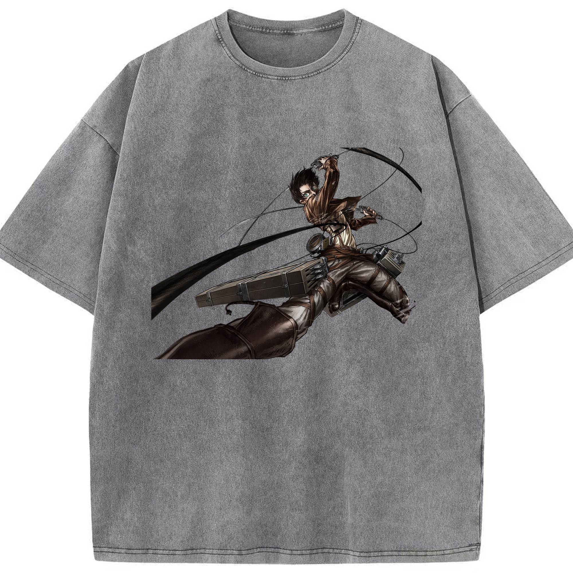 （画像用） 進撃の巨人 エレン･イェーガー Attack on Titan Eren Jäger 綿100% ヴィンテージ風 半袖Tシャツ（フロントプリント）