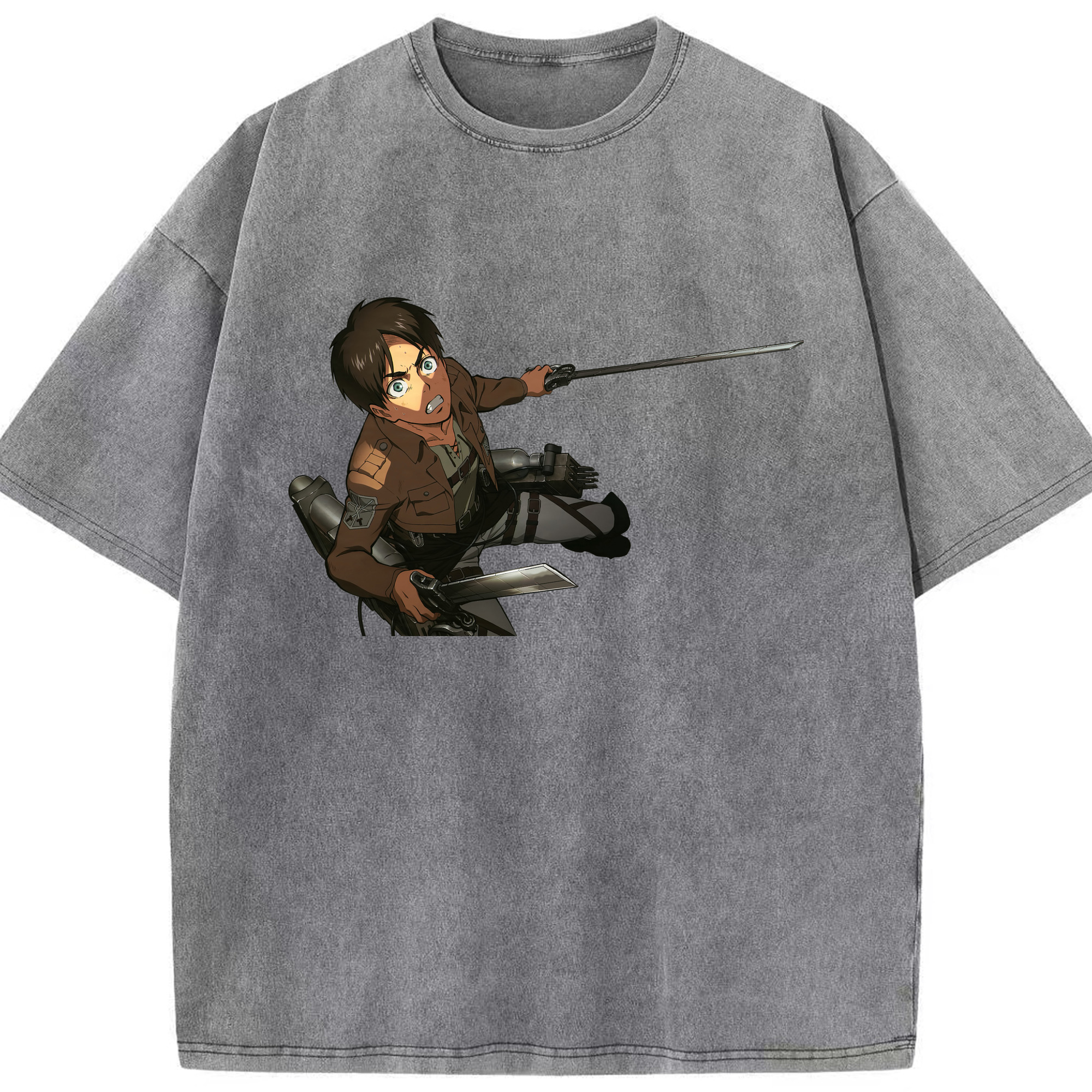 （画像用） 進撃の巨人 エレン･イェーガー Attack on Titan Eren Jäger 綿100% ヴィンテージ風 半袖Tシャツ（フロントプリント）