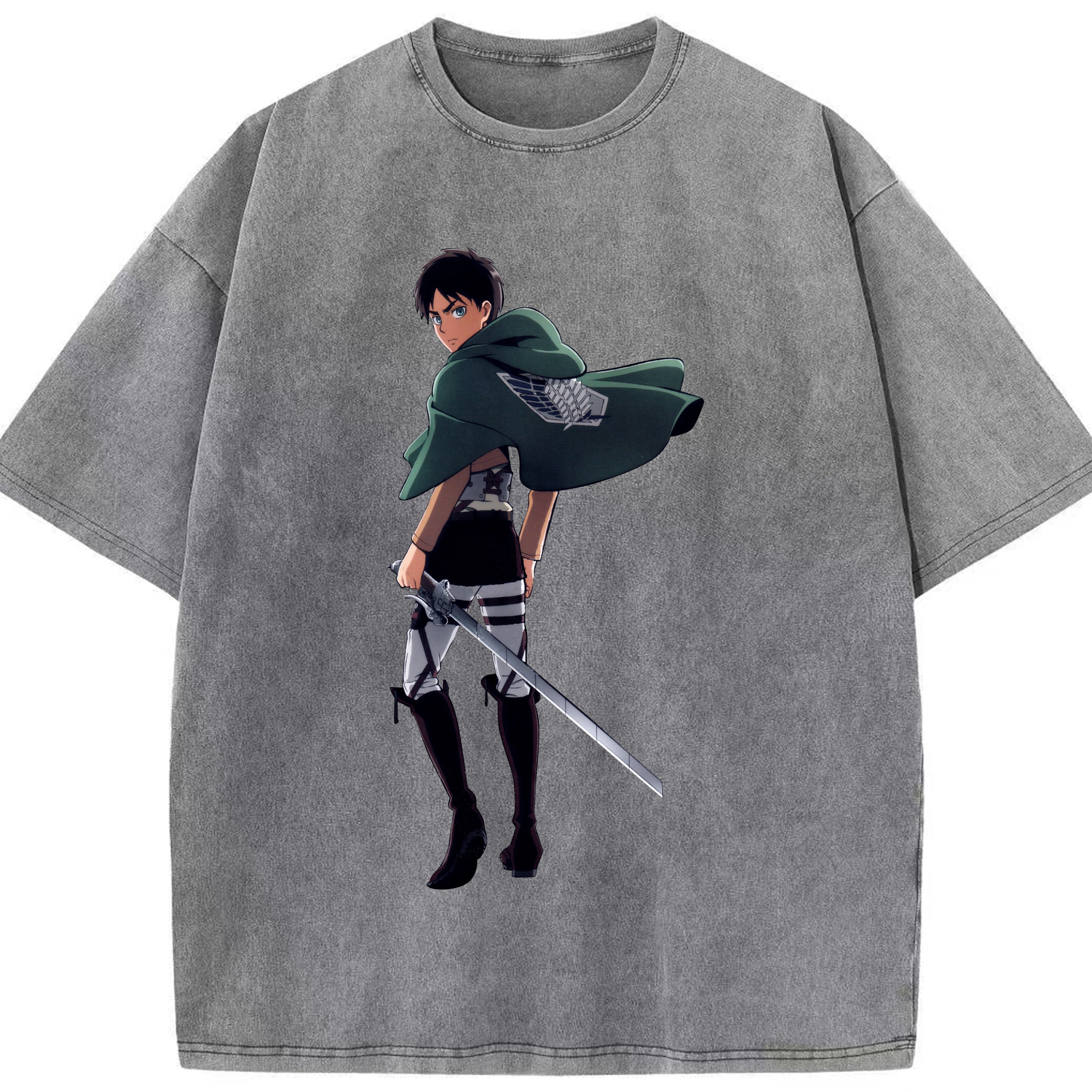 （画像用） 進撃の巨人 エレン･イェーガー Attack on Titan Eren Jäger 綿100% ヴィンテージ風 半袖Tシャツ（フロントプリント）