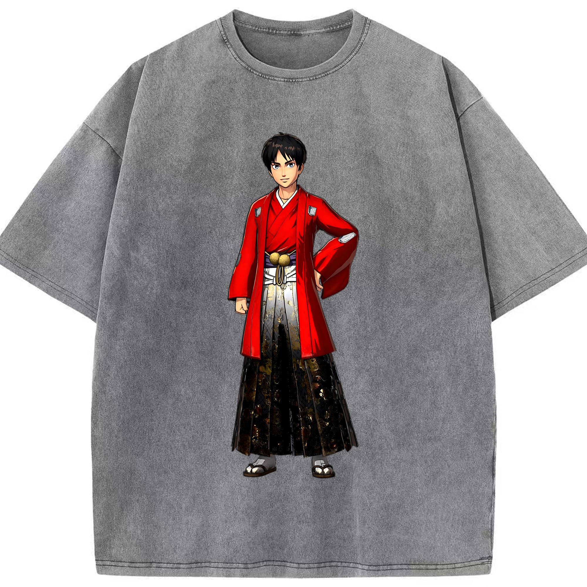 （画像用） 進撃の巨人 エレン･イェーガー Attack on Titan Eren Jäger 綿100% ヴィンテージ風 半袖Tシャツ（フロントプリント）