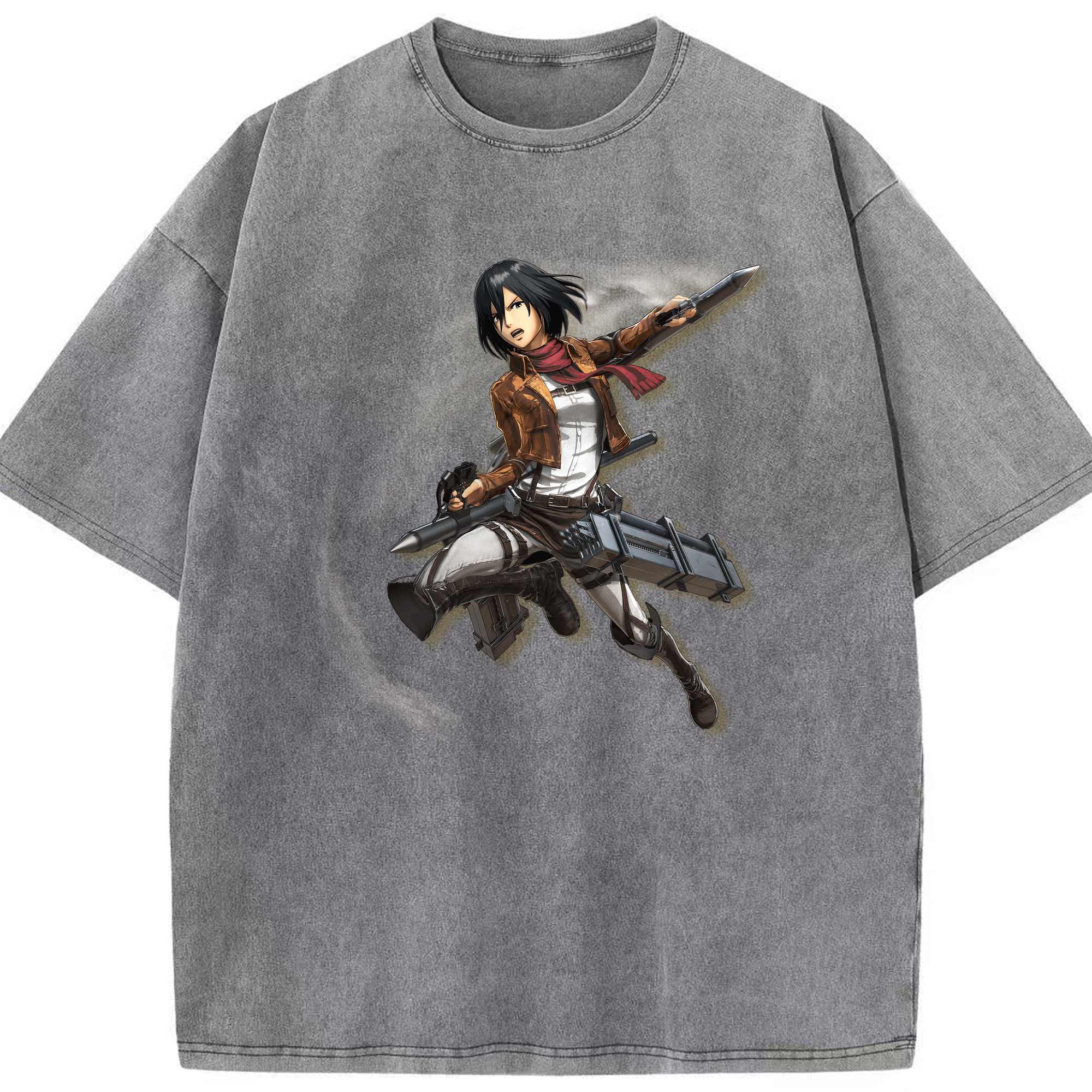 （画像用） 進撃の巨人 ミカサ·アッカーマン Attack on Titan Mikasa Ackerman 綿100% ヴィンテージ風 半袖Tシャツ（フロントプリント）