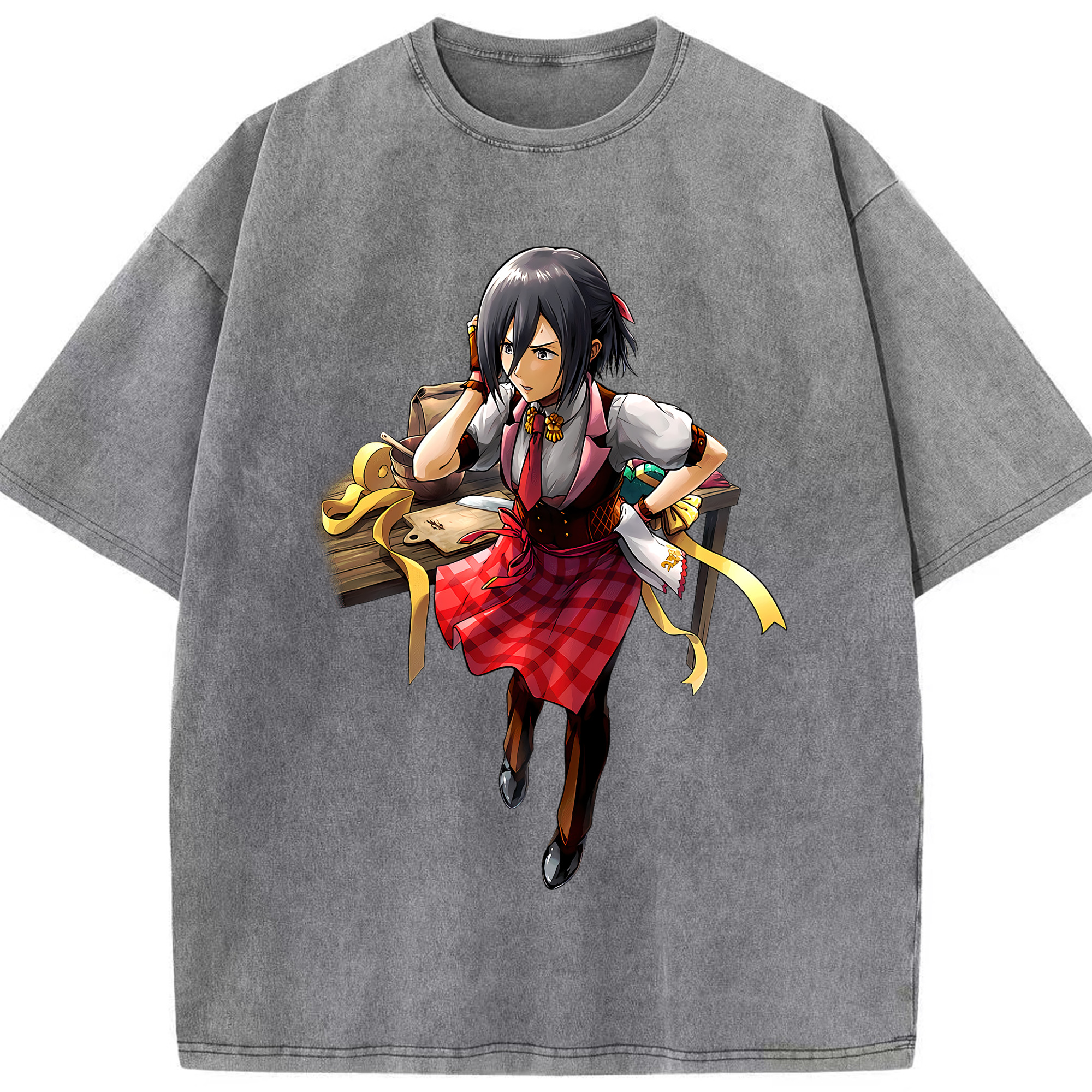 （画像用） 進撃の巨人 ミカサ·アッカーマン Attack on Titan Mikasa Ackerman 綿100% ヴィンテージ風 半袖Tシャツ（フロントプリント）