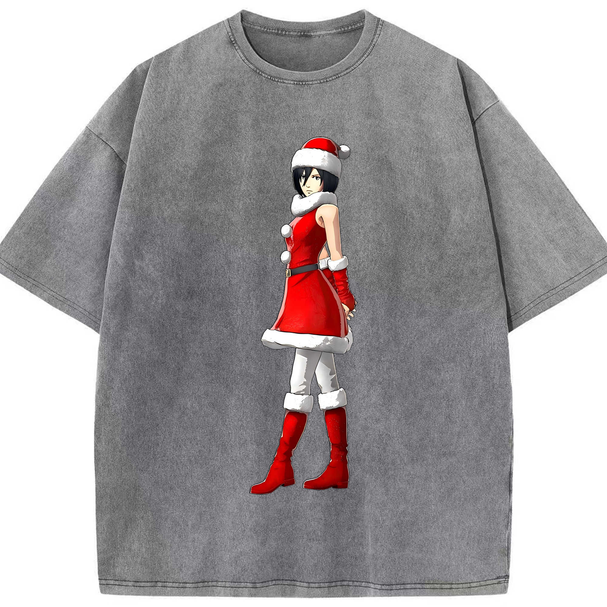 （画像用） 進撃の巨人 ミカサ·アッカーマン Attack on Titan Mikasa Ackerman 綿100% ヴィンテージ風 半袖Tシャツ（フロントプリント）