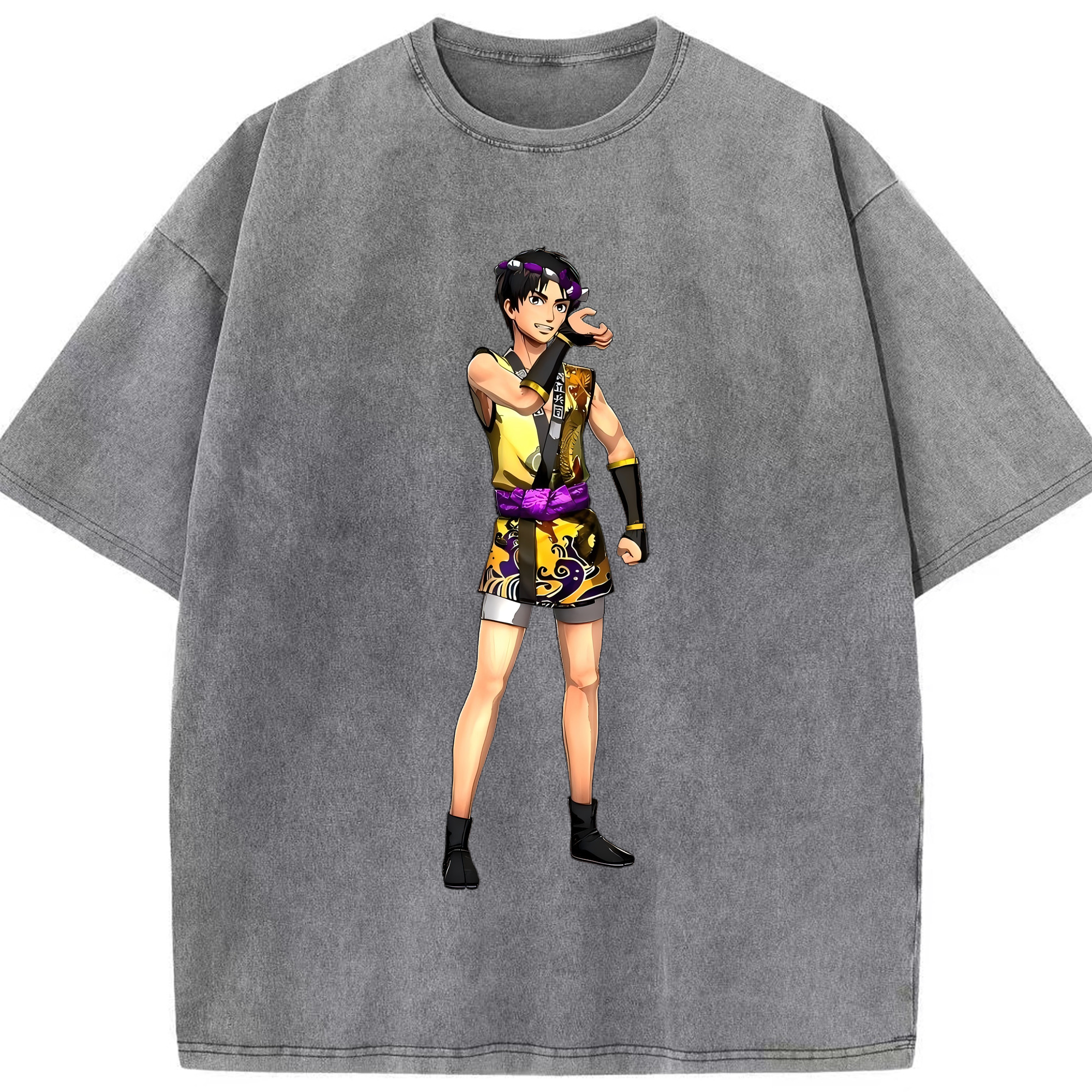 （画像用） 進撃の巨人 リヴァイ·アッカーマン Attack on Titan Levi Ackerman 綿100% ヴィンテージ風 半袖Tシャツ（フロントプリント）