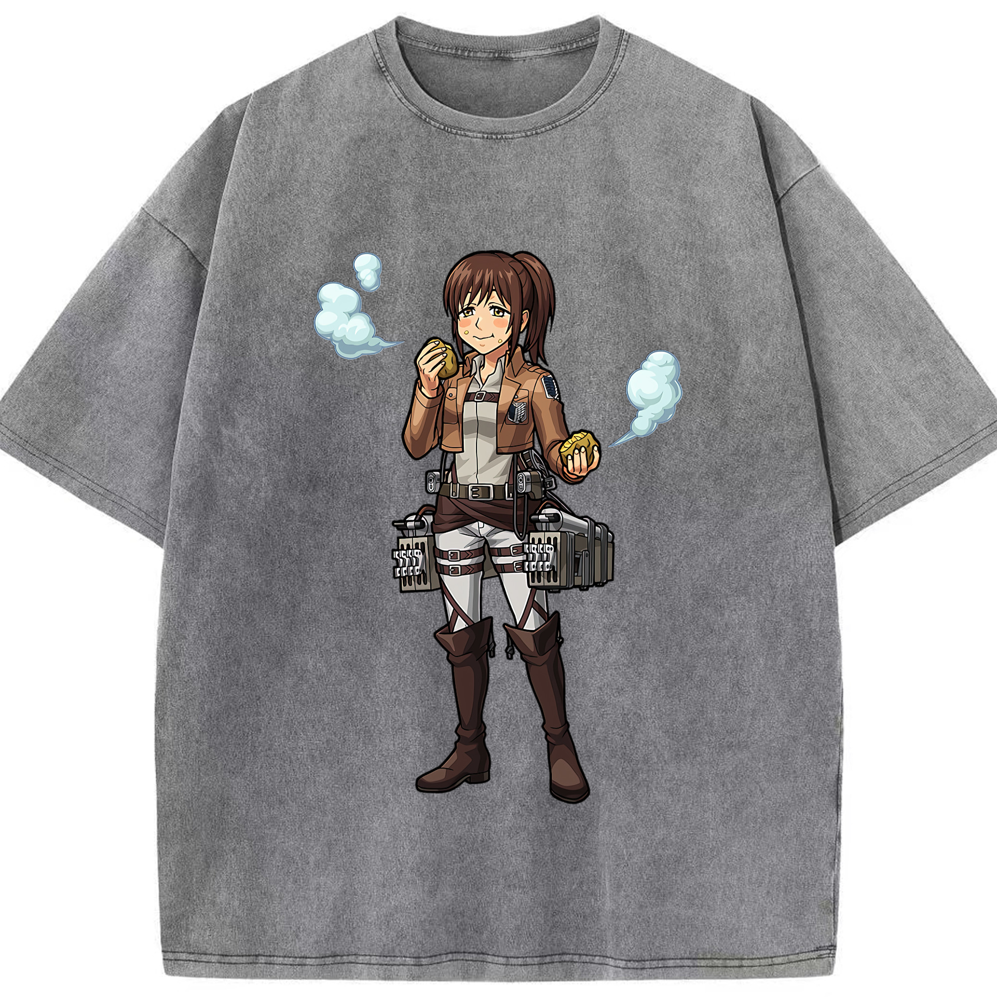 （画像用） 進撃の巨人 サシャ·ブラウス Attack on Titan Sasha Blaus 綿100% ヴィンテージ風 半袖Tシャツ（フロントプリント）
