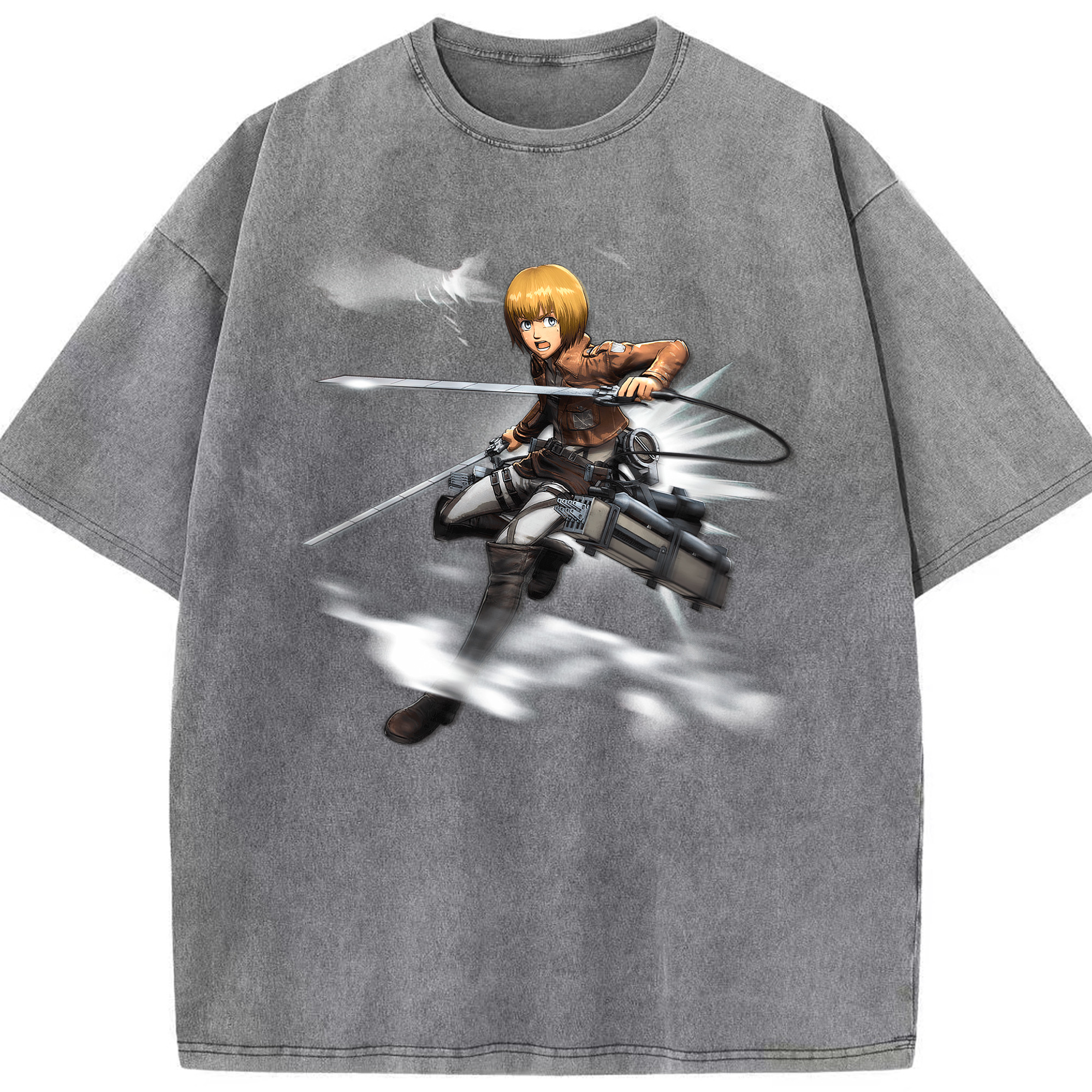 （画像用） 進撃の巨人 アルミン·アルレルト Attack on Titan Armin Arlert 綿100% ヴィンテージ風 半袖Tシャツ（フロントプリント）