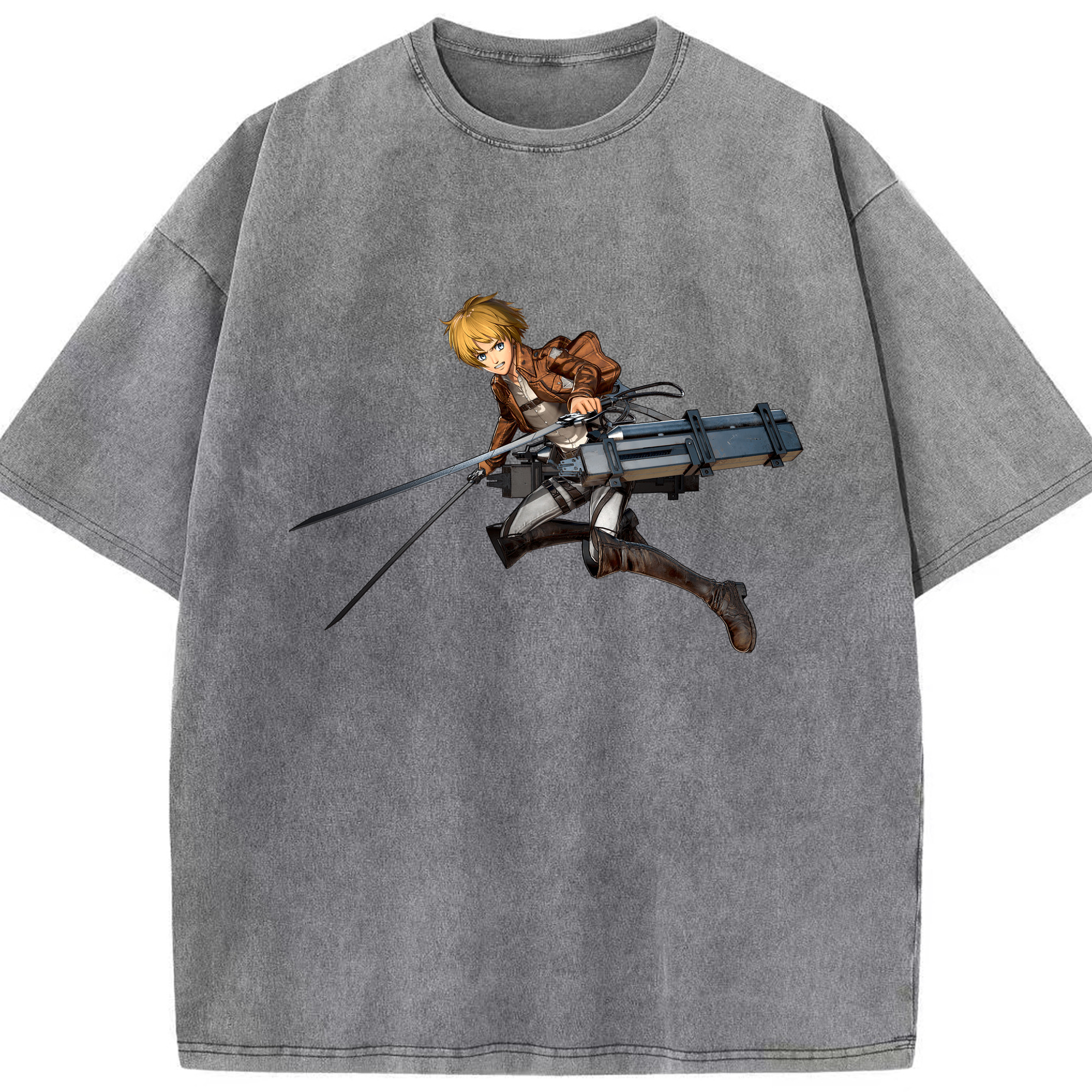 （画像用） 進撃の巨人 アルミン·アルレルト Attack on Titan Armin Arlert 綿100% ヴィンテージ風 半袖Tシャツ（フロントプリント）