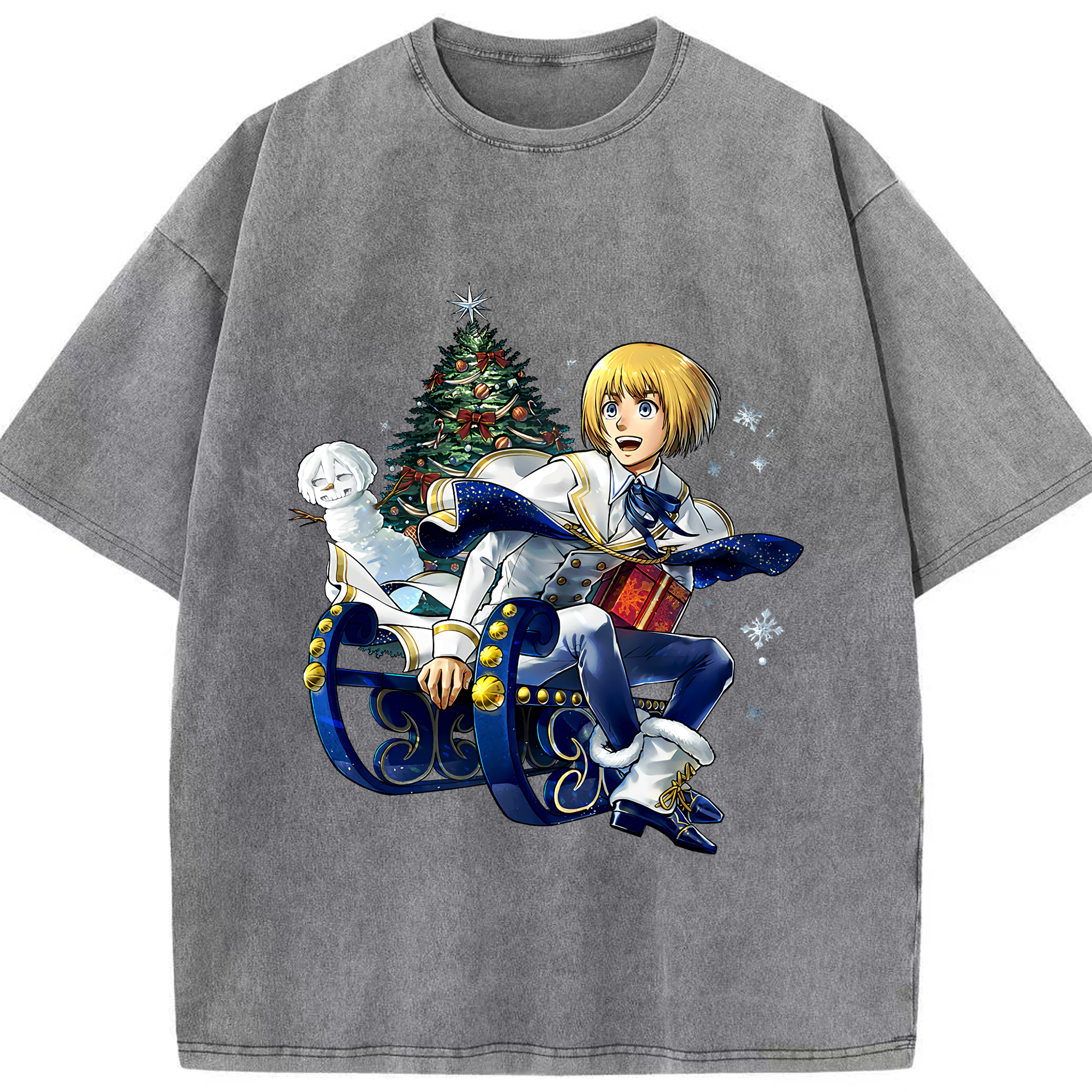 （画像用） 進撃の巨人 アルミン·アルレルト Attack on Titan Armin Arlert 綿100% ヴィンテージ風 半袖Tシャツ（フロントプリント）