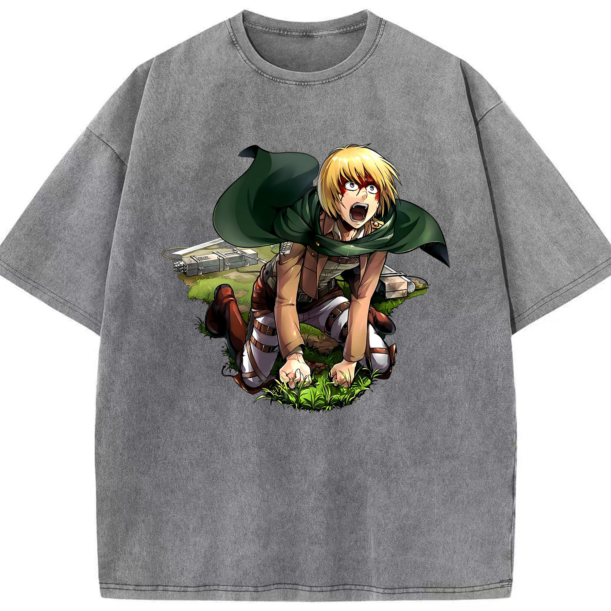 （画像用） 進撃の巨人 アルミン·アルレルト Attack on Titan Armin Arlert 綿100% ヴィンテージ風 半袖Tシャツ（フロントプリント）