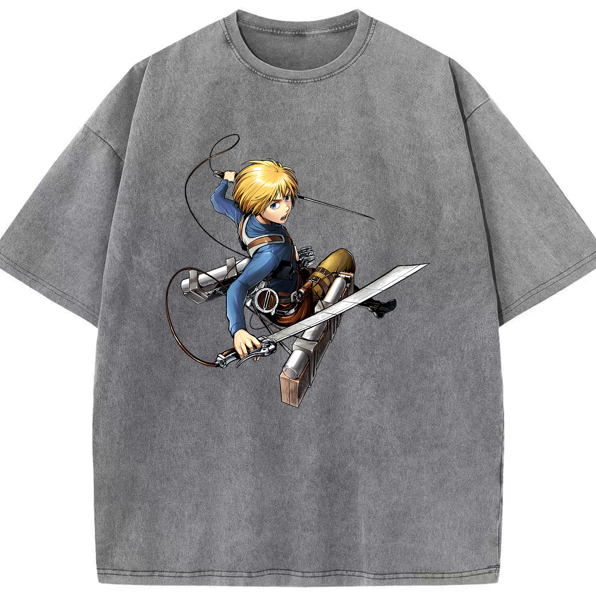 （画像用） 進撃の巨人 アルミン·アルレルト Attack on Titan Armin Arlert 綿100% ヴィンテージ風 半袖Tシャツ（フロントプリント）