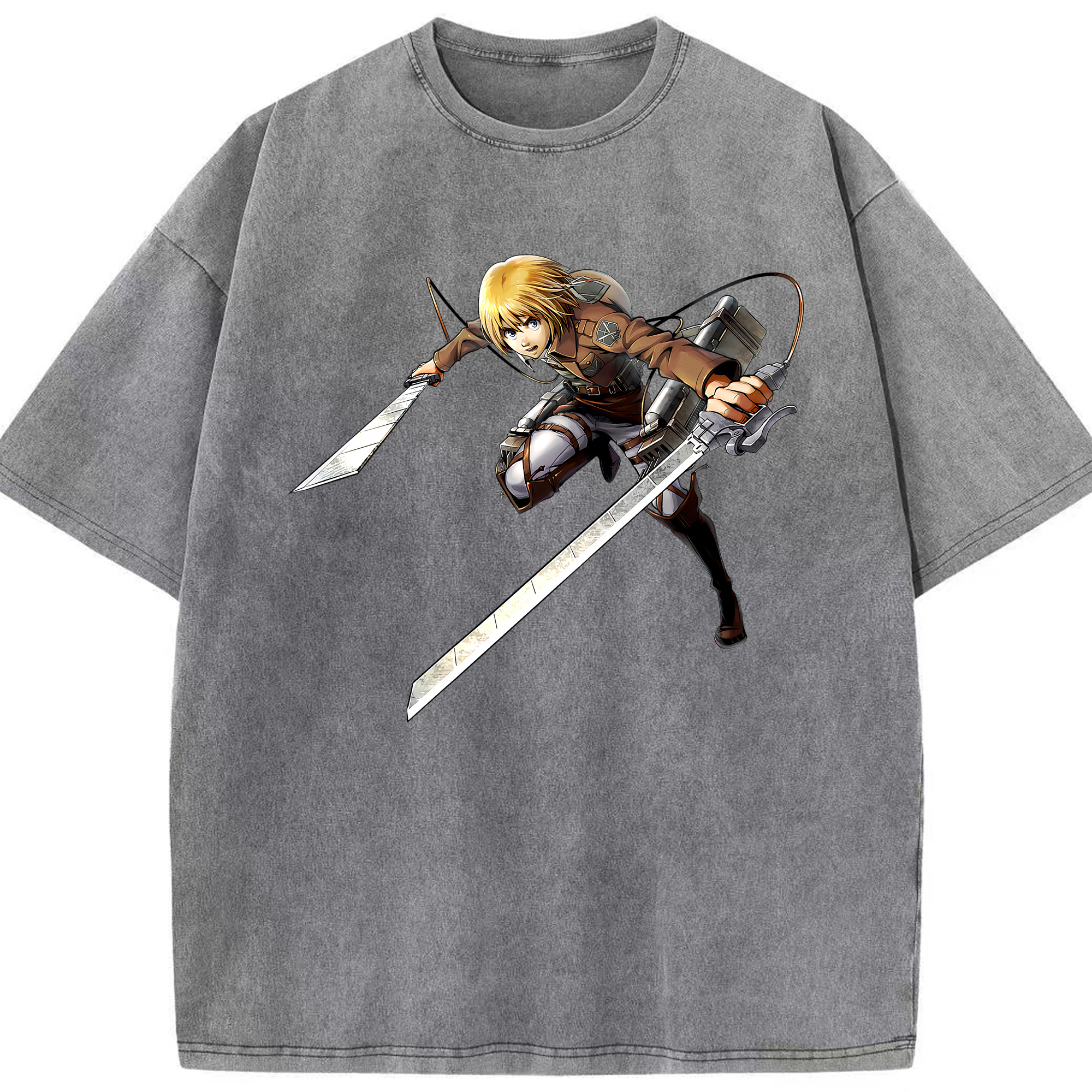 （画像用） 進撃の巨人 アルミン·アルレルト Attack on Titan Armin Arlert 綿100% ヴィンテージ風 半袖Tシャツ（フロントプリント）