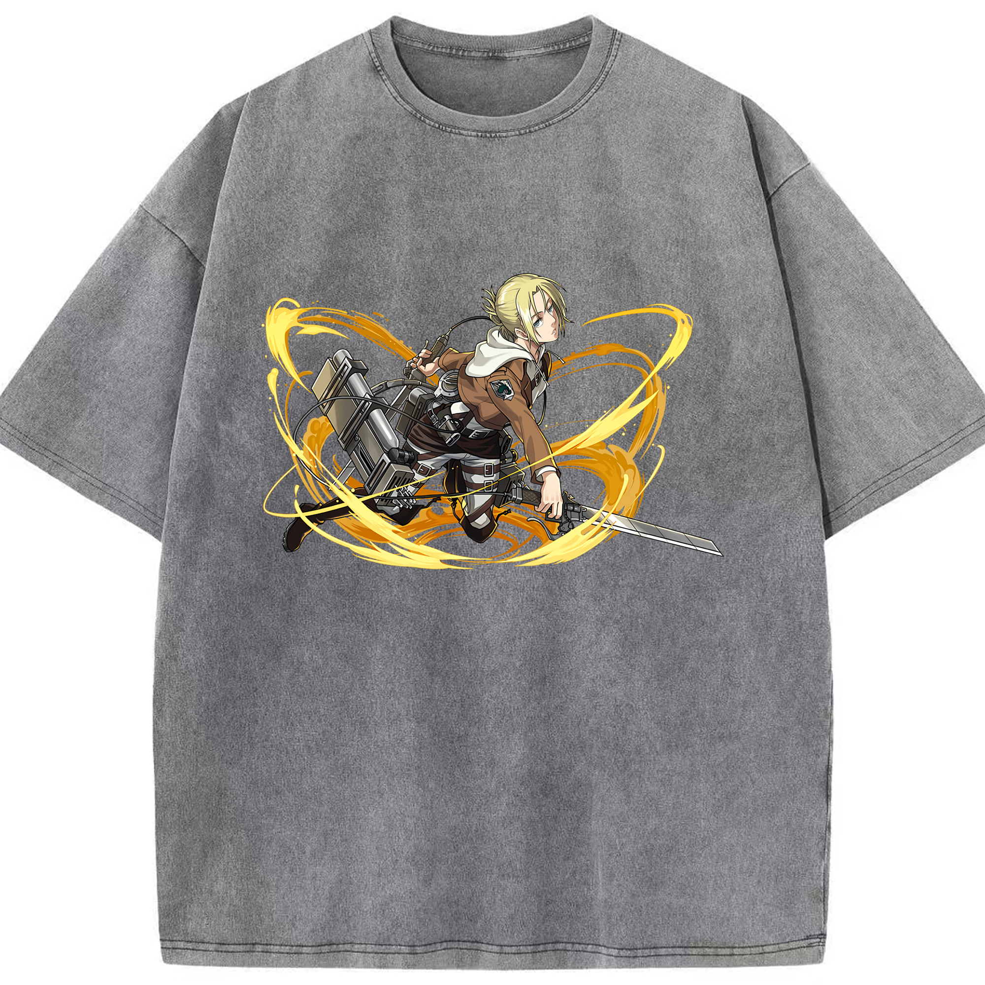 （画像用） 進撃の巨人 アニ・レオンハート Attack on Titan Annie Leonhart 綿100% ヴィンテージ風 半袖Tシャツ（フロントプリント）