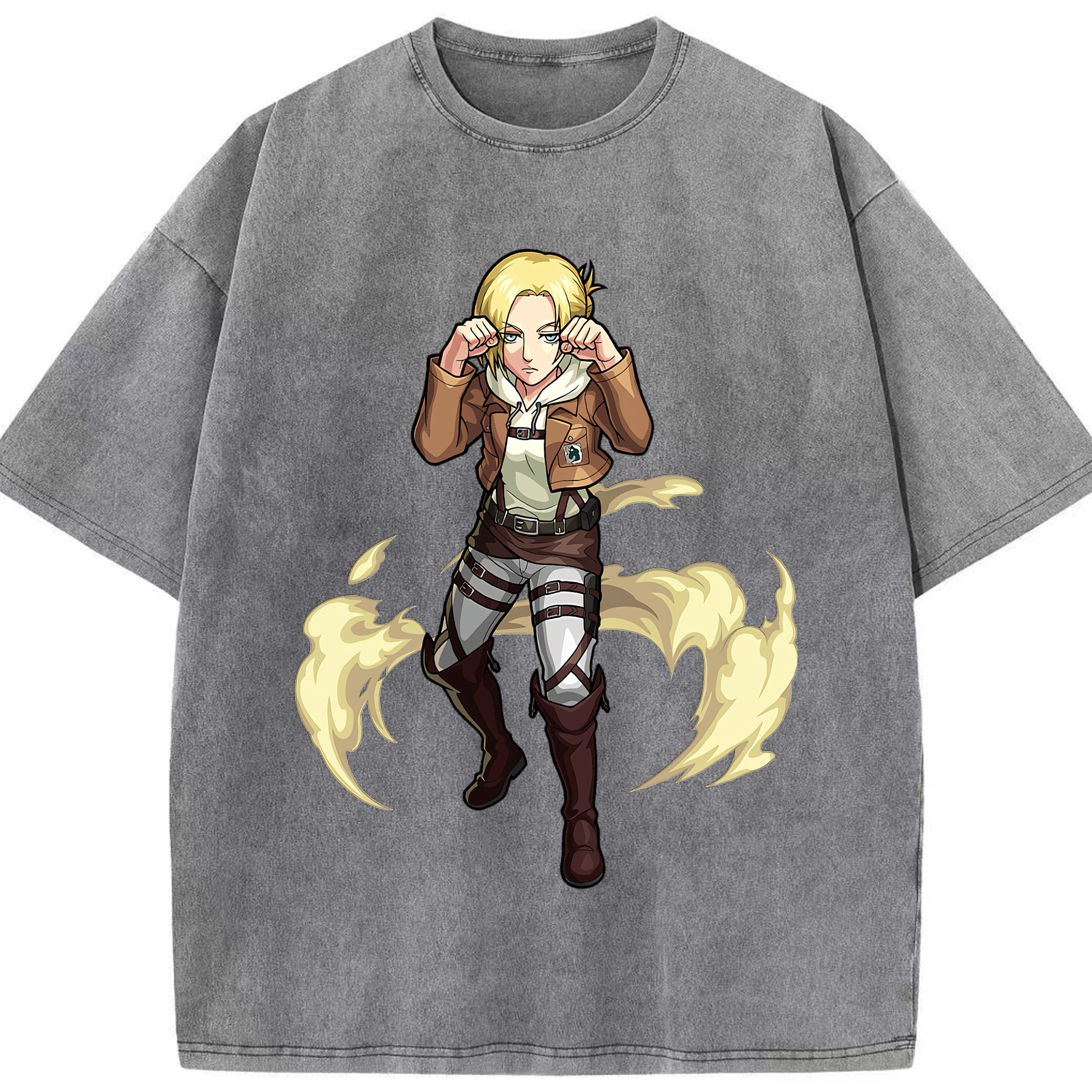 （画像用） 進撃の巨人 アニ・レオンハート Attack on Titan Annie Leonhart 綿100% ヴィンテージ風 半袖Tシャツ（フロントプリント）