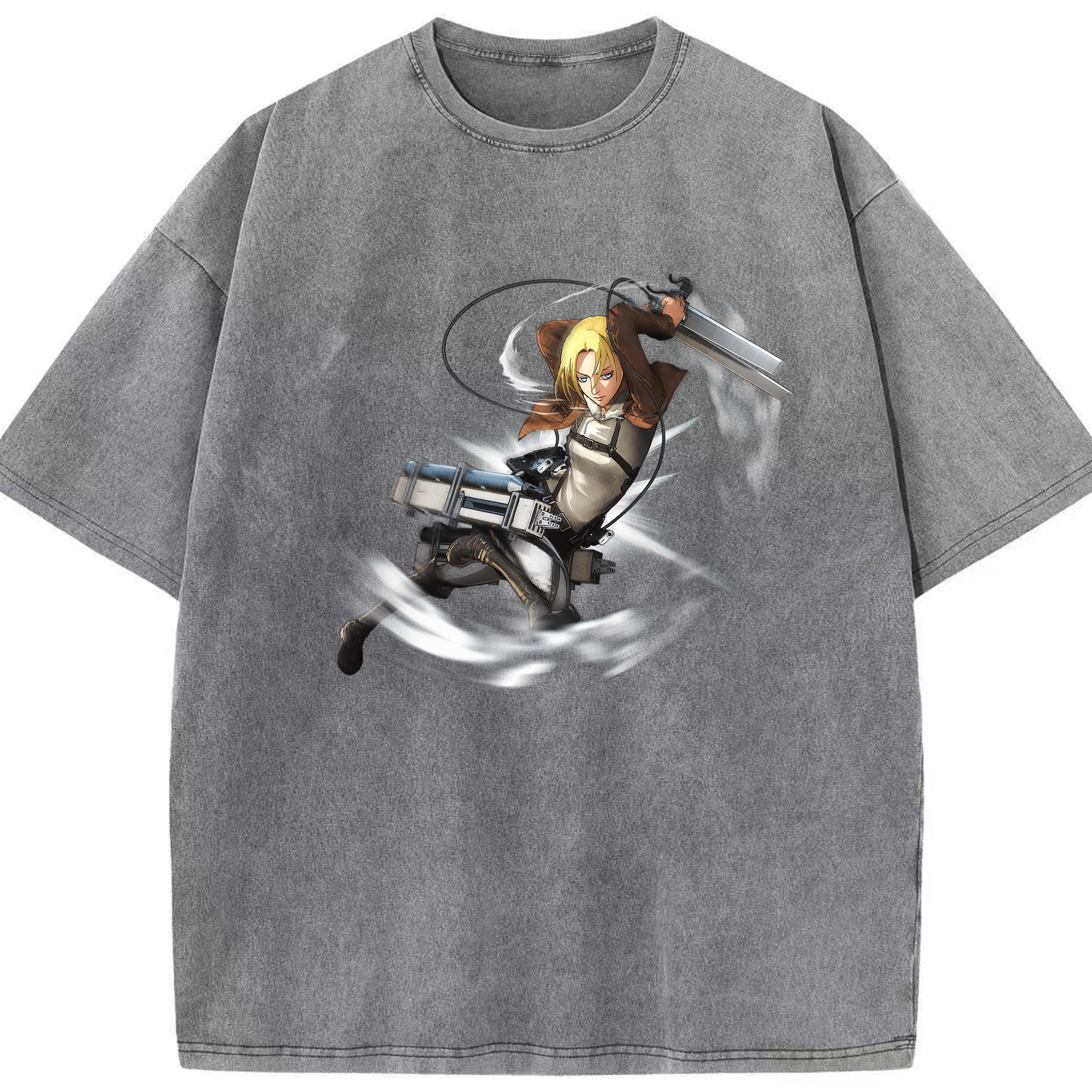 （画像用） 進撃の巨人 アニ・レオンハート Attack on Titan Annie Leonhart 綿100% ヴィンテージ風 半袖Tシャツ（フロントプリント）