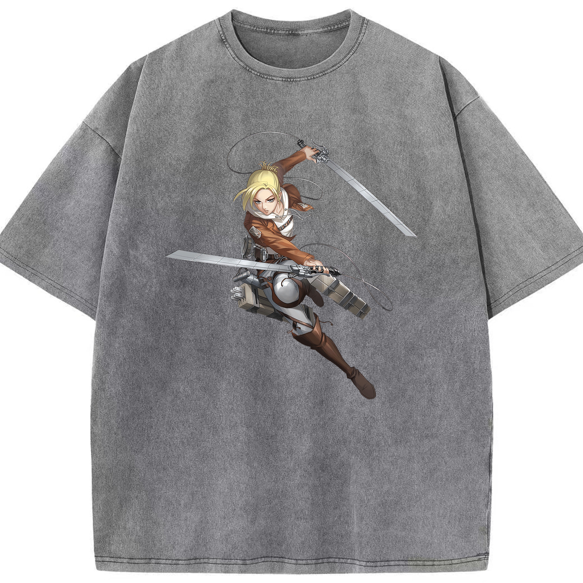 （画像用） 進撃の巨人 アニ・レオンハート Attack on Titan Annie Leonhart 綿100% ヴィンテージ風 半袖Tシャツ（フロントプリント）
