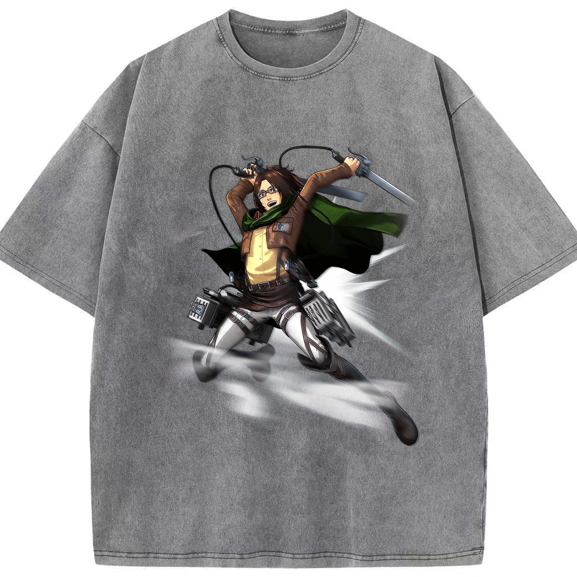 （画像用） 進撃の巨人 ハンジ·ゾエ Attack on Titan Hanji Zoe 綿100% ヴィンテージ風 半袖Tシャツ（フロントプリント）