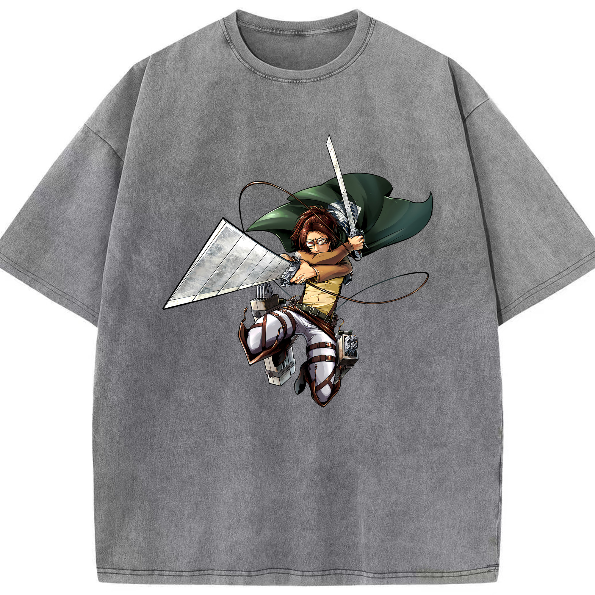（画像用） 進撃の巨人 ハンジ·ゾエ Attack on Titan Hanji Zoe 綿100% ヴィンテージ風 半袖Tシャツ（フロントプリント）
