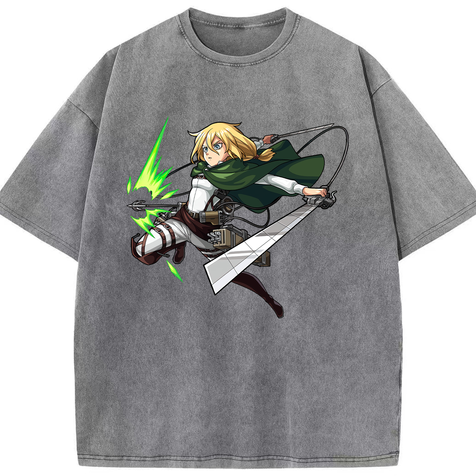 （画像用） 進撃の巨人 クリスタ·レンズ Attack on Titan Christa Lenz 綿100% ヴィンテージ風 半袖Tシャツ（フロントプリント）