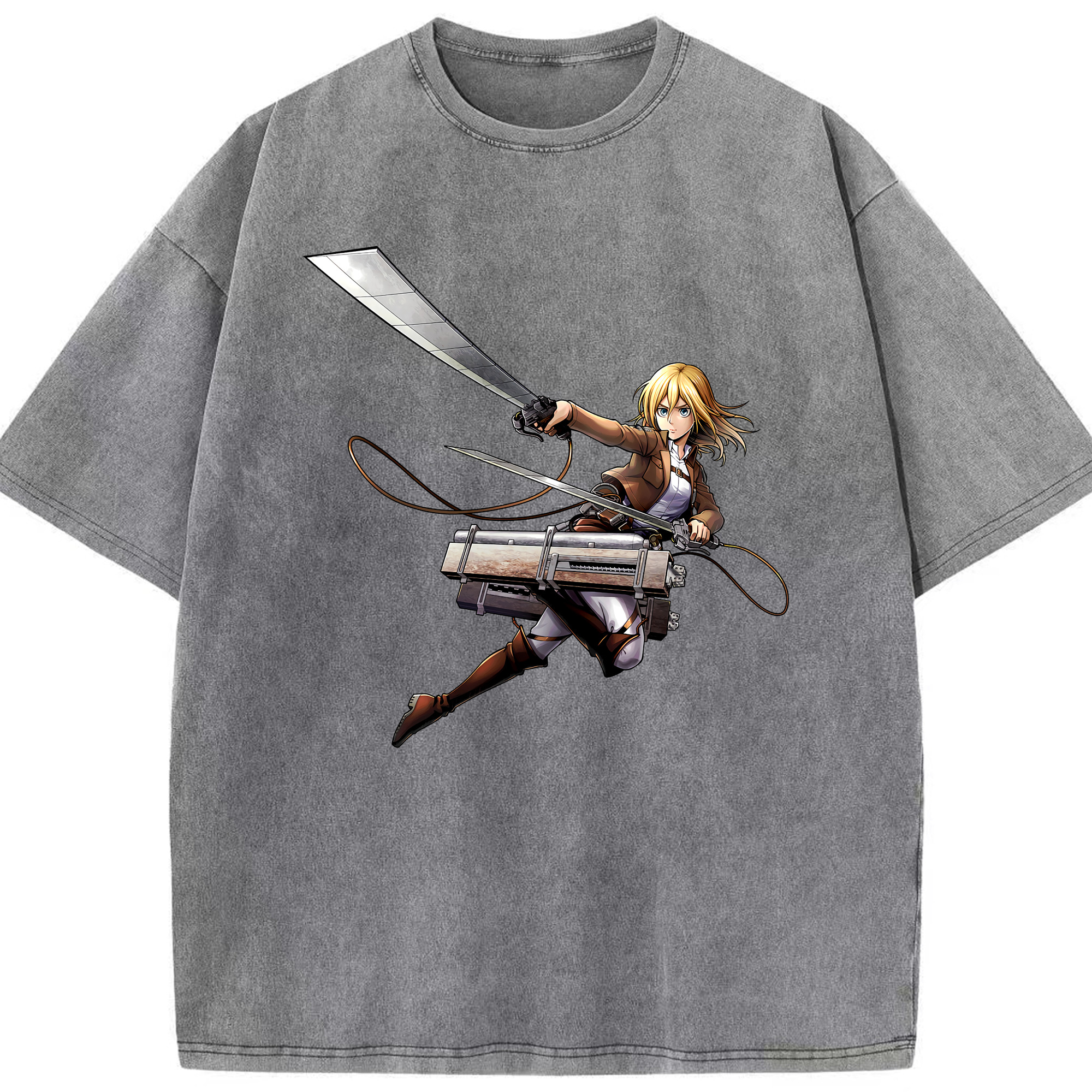 （画像用） 進撃の巨人 クリスタ·レンズ Attack on Titan Christa Lenz 綿100% ヴィンテージ風 半袖Tシャツ（フロントプリント）