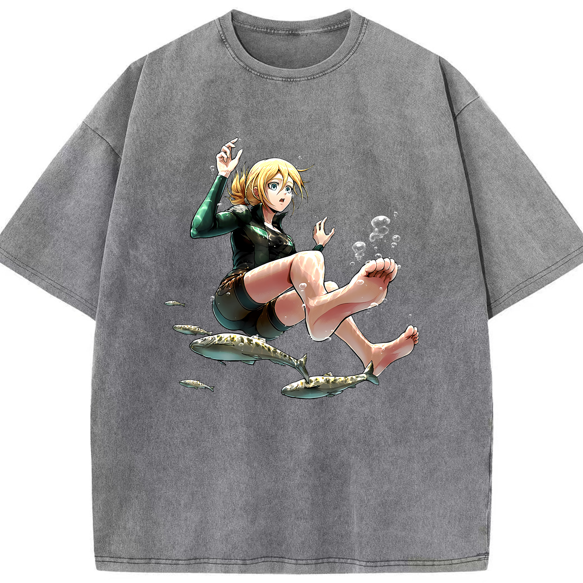（画像用） 進撃の巨人 クリスタ·レンズ Attack on Titan Christa Lenz 綿100% ヴィンテージ風 半袖Tシャツ（フロントプリント）