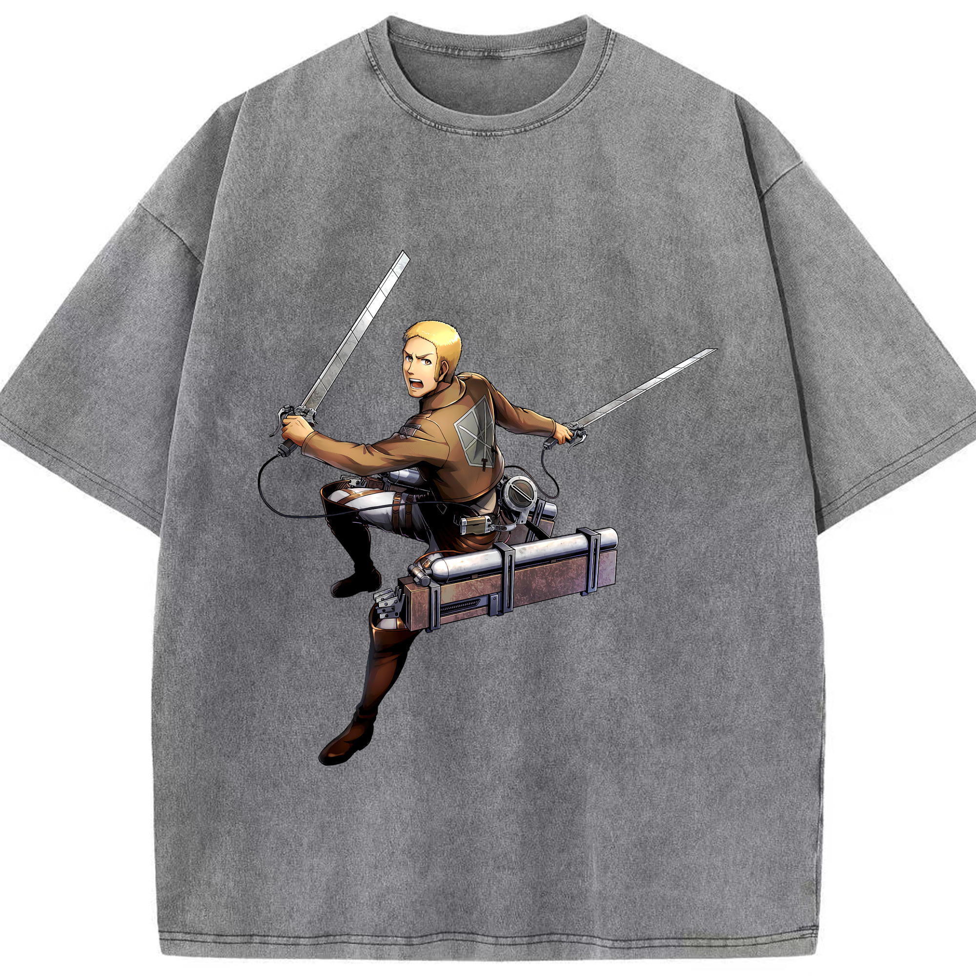 （画像用） 進撃の巨人 ライナー・ブラウン Attack on Titan Reiner Braun 綿100% ヴィンテージ風 半袖Tシャツ（フロントプリント）