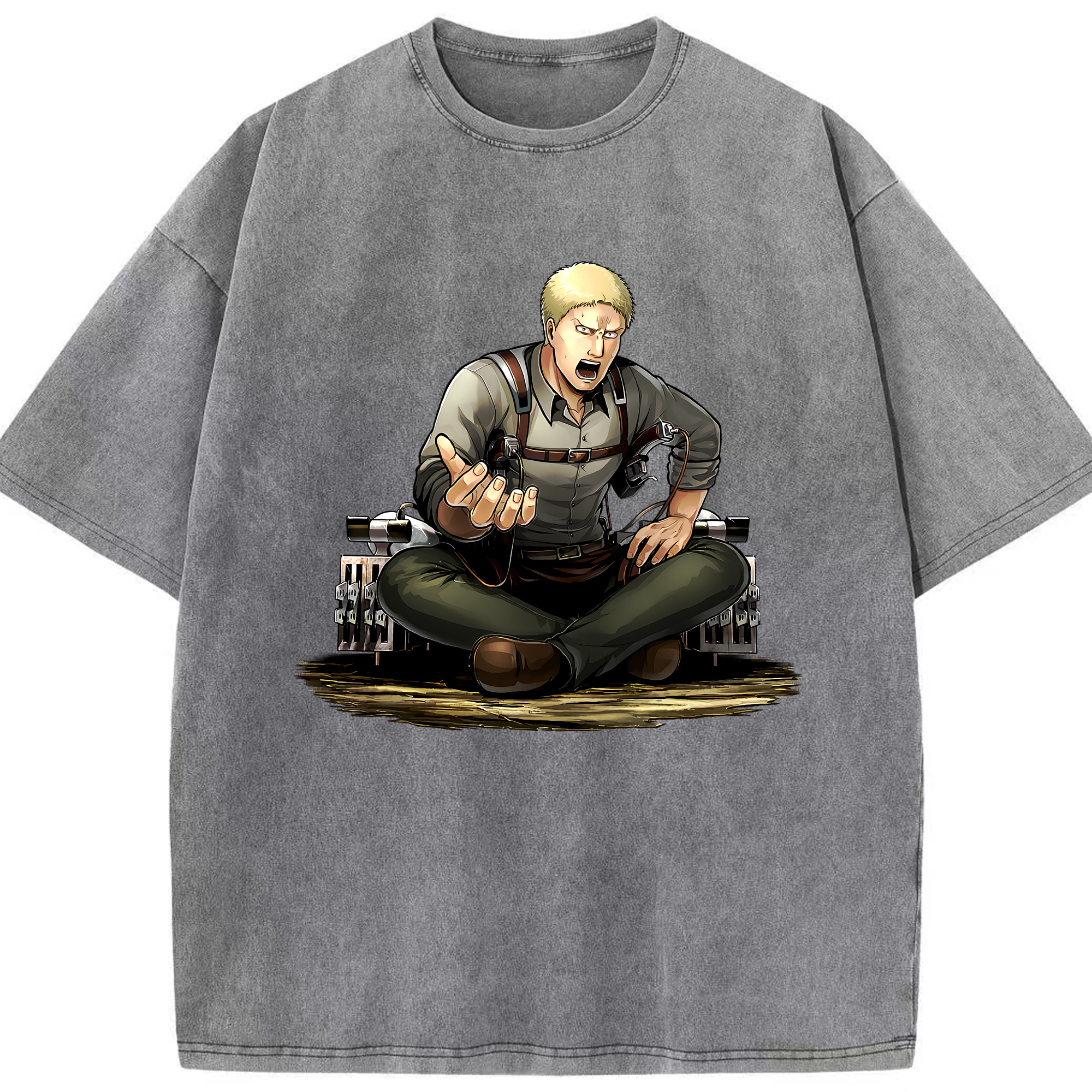 （画像用） 進撃の巨人 ライナー・ブラウン Attack on Titan Reiner Braun 綿100% ヴィンテージ風 半袖Tシャツ（フロントプリント）