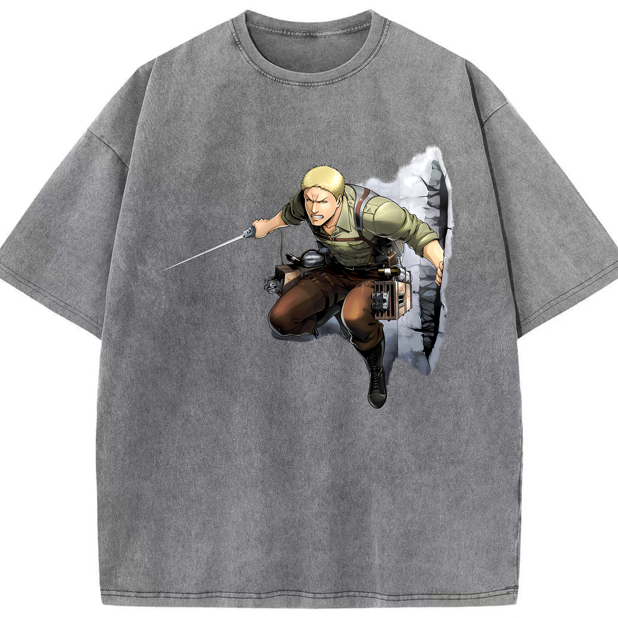 （画像用） 進撃の巨人 ライナー・ブラウン Attack on Titan Reiner Braun 綿100% ヴィンテージ風 半袖Tシャツ（フロントプリント）