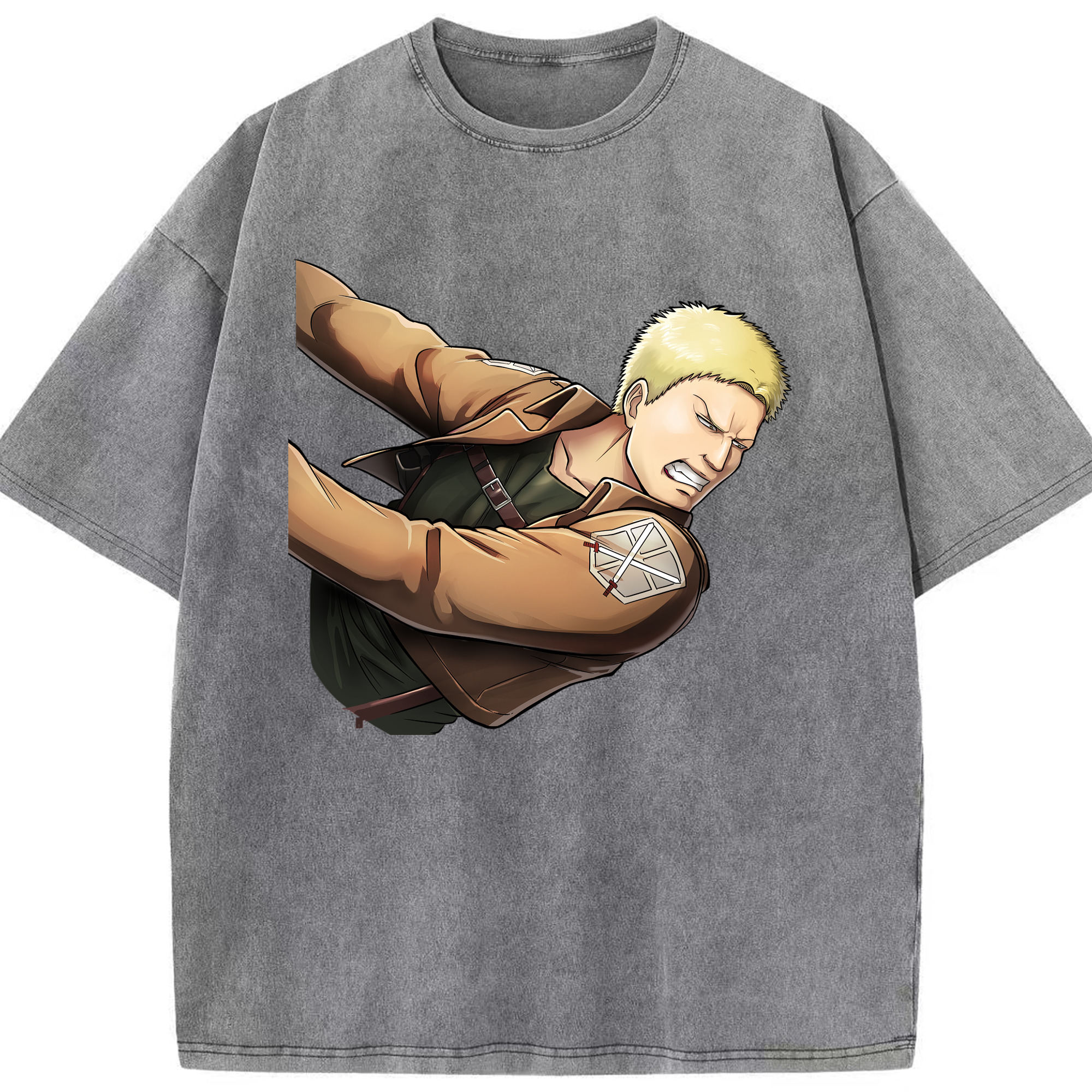 （画像用） 進撃の巨人 ライナー・ブラウン Attack on Titan Reiner Braun 綿100% ヴィンテージ風 半袖Tシャツ（フロントプリント）