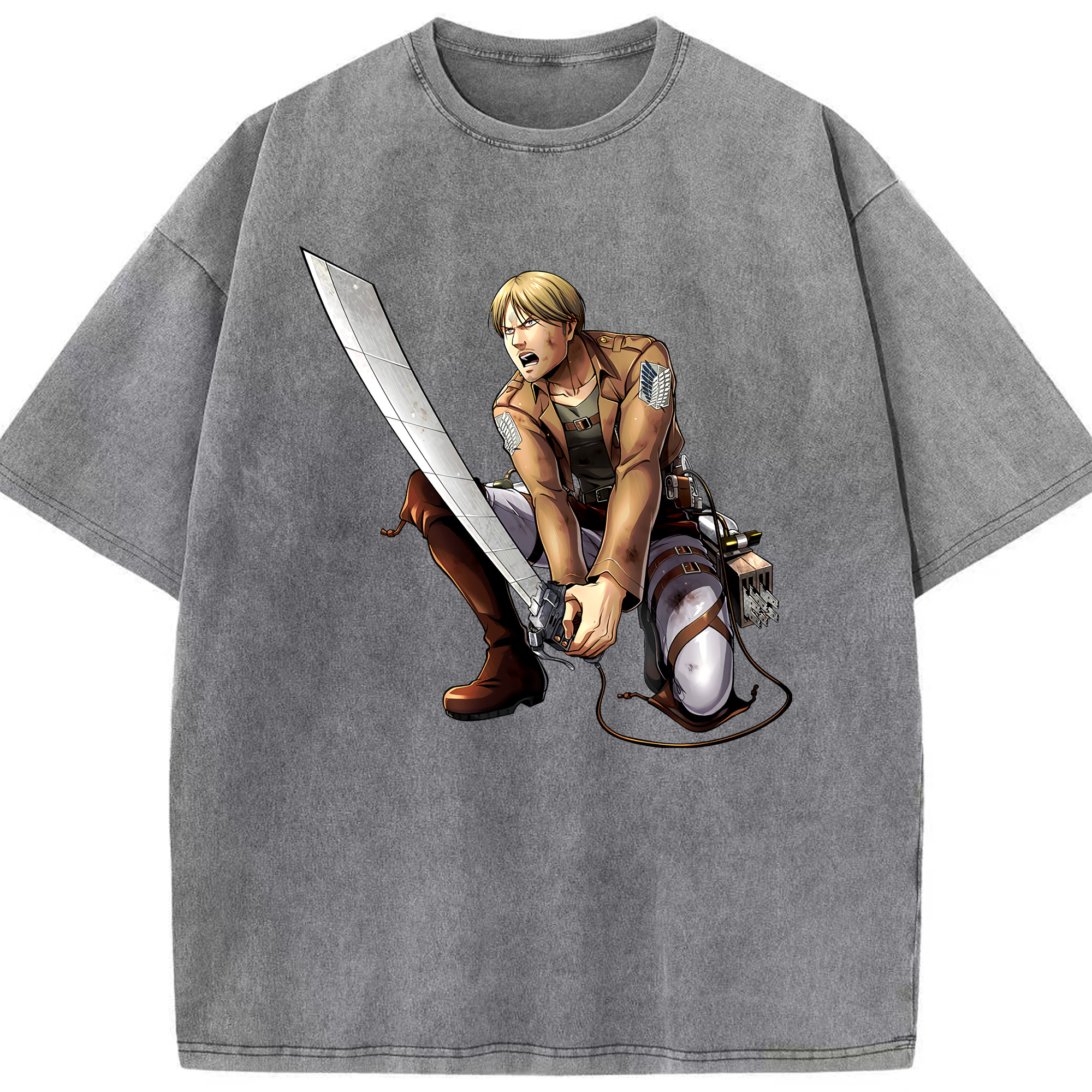 （画像用） 進撃の巨人 ミケ·ザカリアス Attack on Titan Mike Zakarius 綿100% ヴィンテージ風 半袖Tシャツ（フロントプリント）