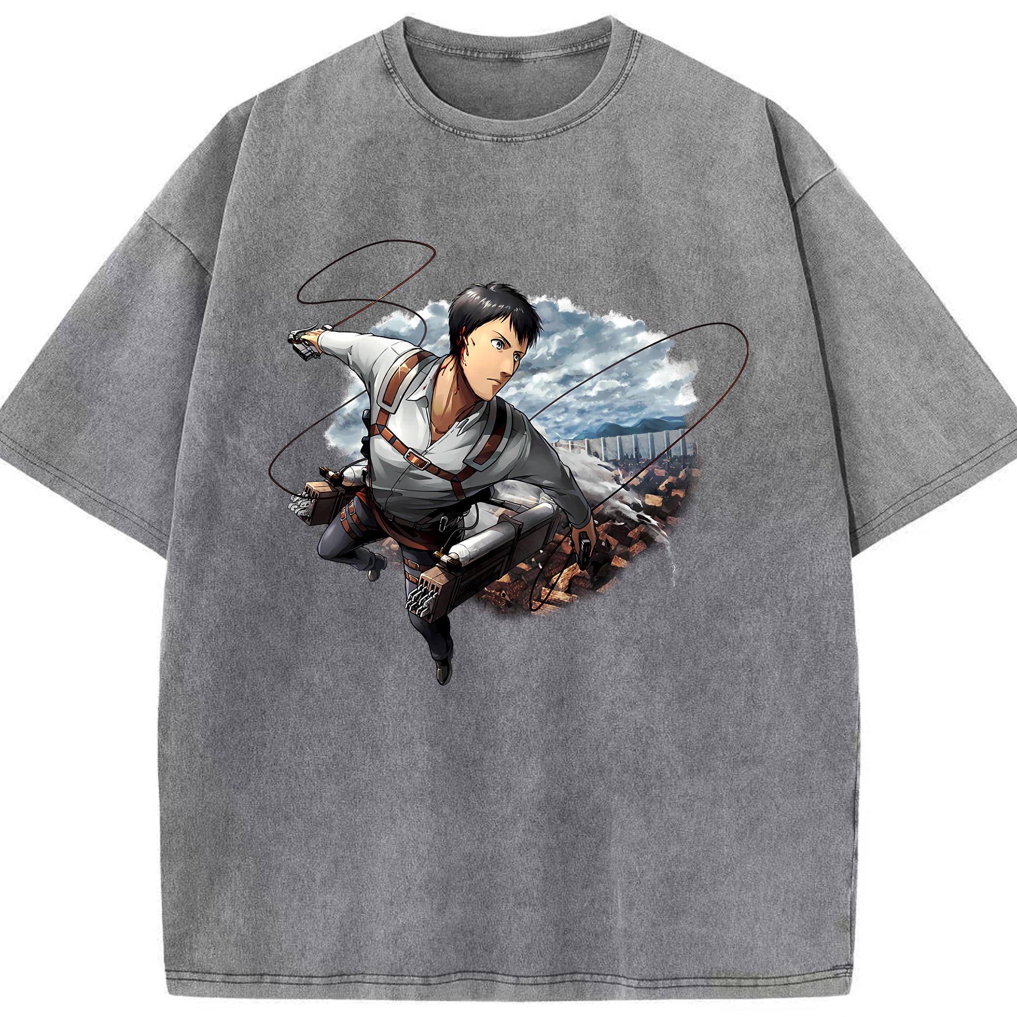 （画像用） 進撃の巨人 ベルトルト・フーバー Attack on Titan Bertholdt Hoover 綿100% ヴィンテージ風 半袖Tシャツ（フロントプリント）