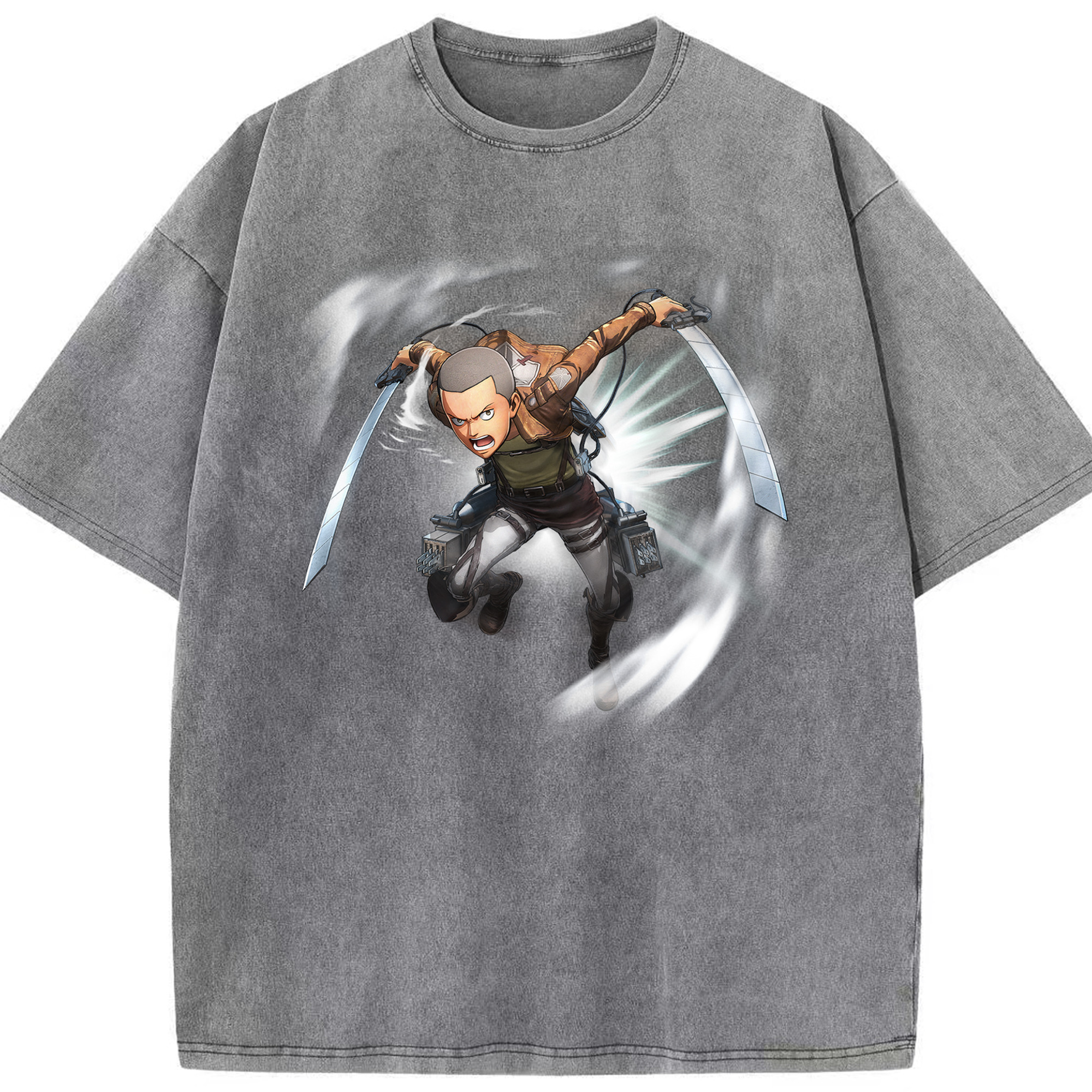 （画像用） 進撃の巨人 コニー·スプリンガー Attack on Titan Connie Springer 綿100% ヴィンテージ風 半袖Tシャツ（フロントプリント）