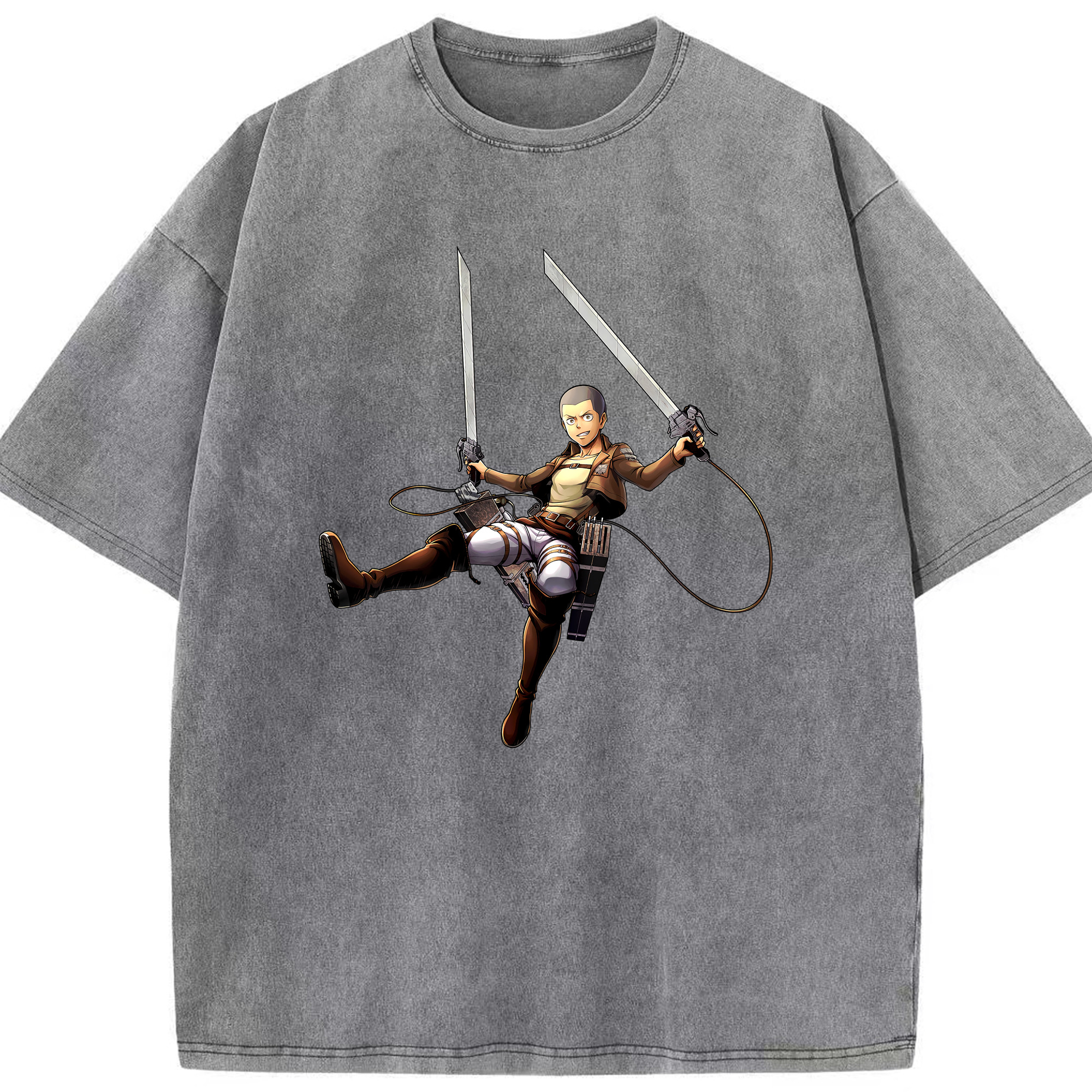 （画像用） 進撃の巨人 コニー·スプリンガー Attack on Titan Connie Springer 綿100% ヴィンテージ風 半袖Tシャツ（フロントプリント）