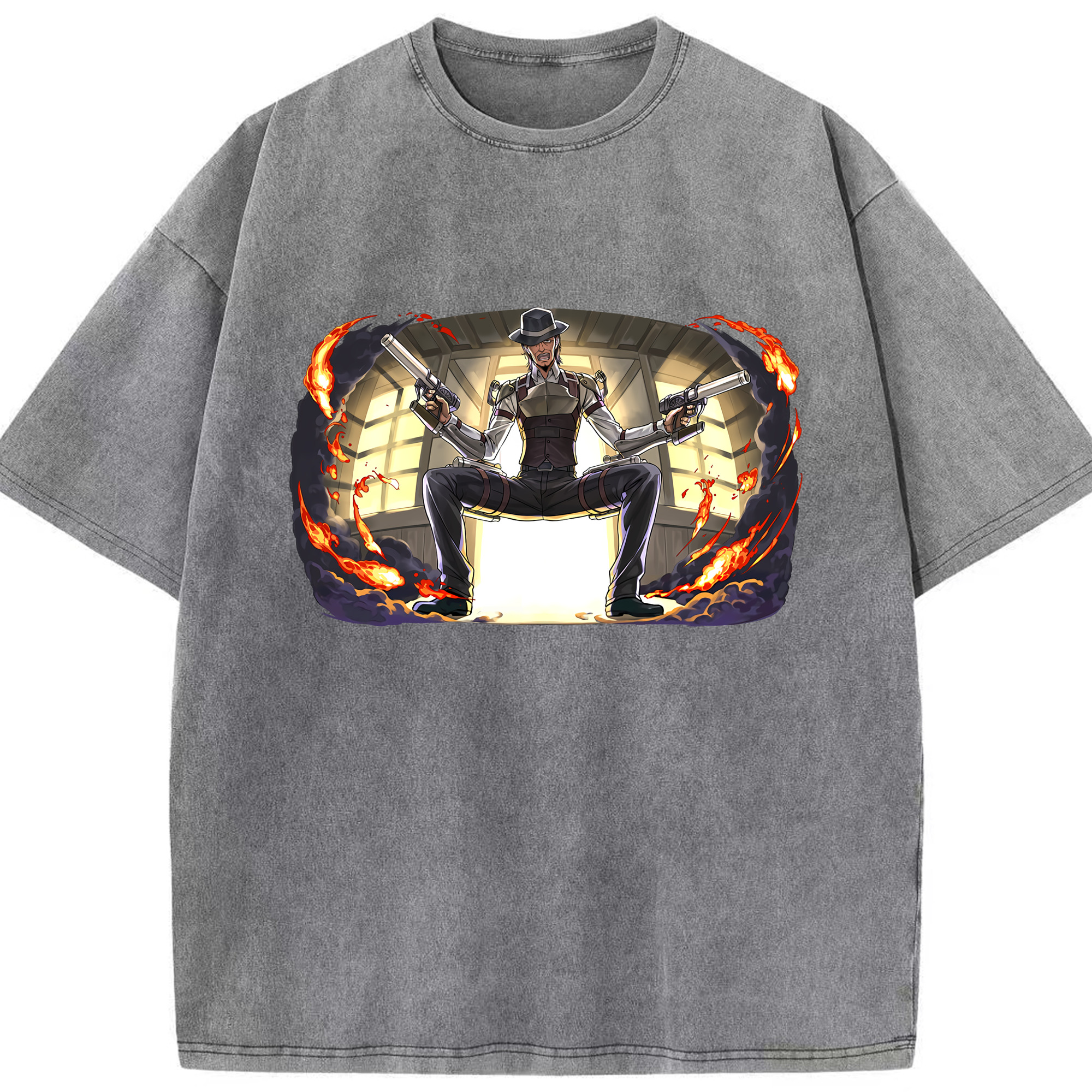 （画像用） 進撃の巨人 ケニー·アッカーマン Attack on Titan Kenny Ackerman 綿100% ヴィンテージ風 半袖Tシャツ（フロントプリント）