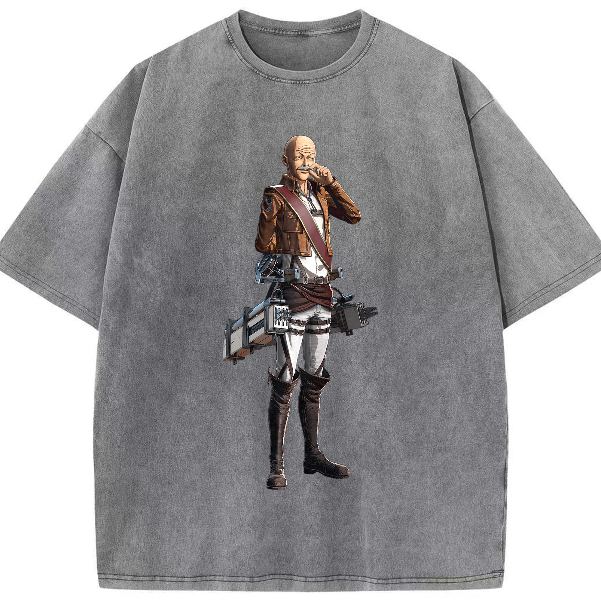 （画像用） 進撃の巨人 ドット·ピクシス Attack on Titan Dot Pixis 綿100% ヴィンテージ風 半袖Tシャツ（フロントプリント）