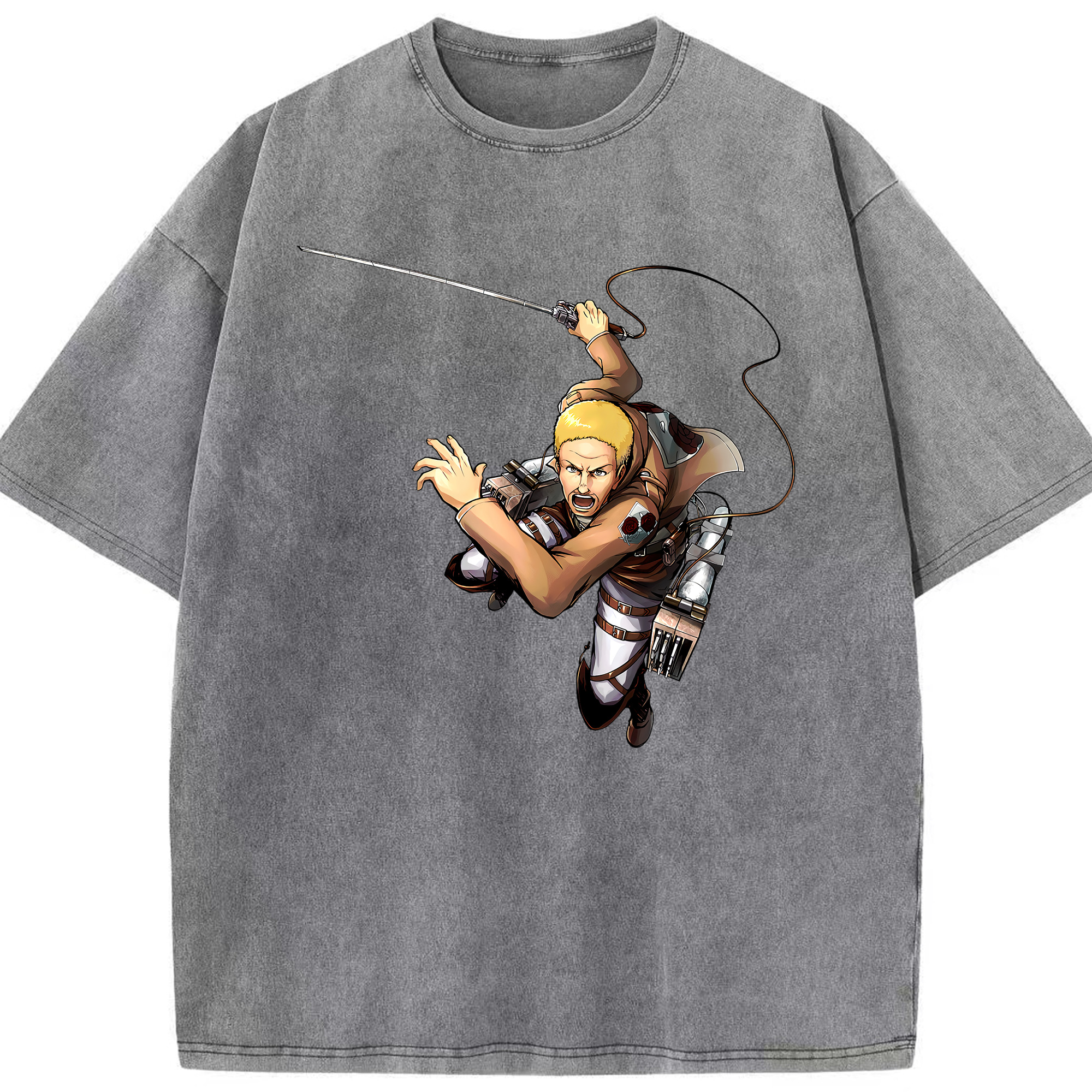 （画像用） 進撃の巨人 ハンネス Attack on Titan Hannes 綿100% ヴィンテージ風 半袖Tシャツ（フロントプリント）