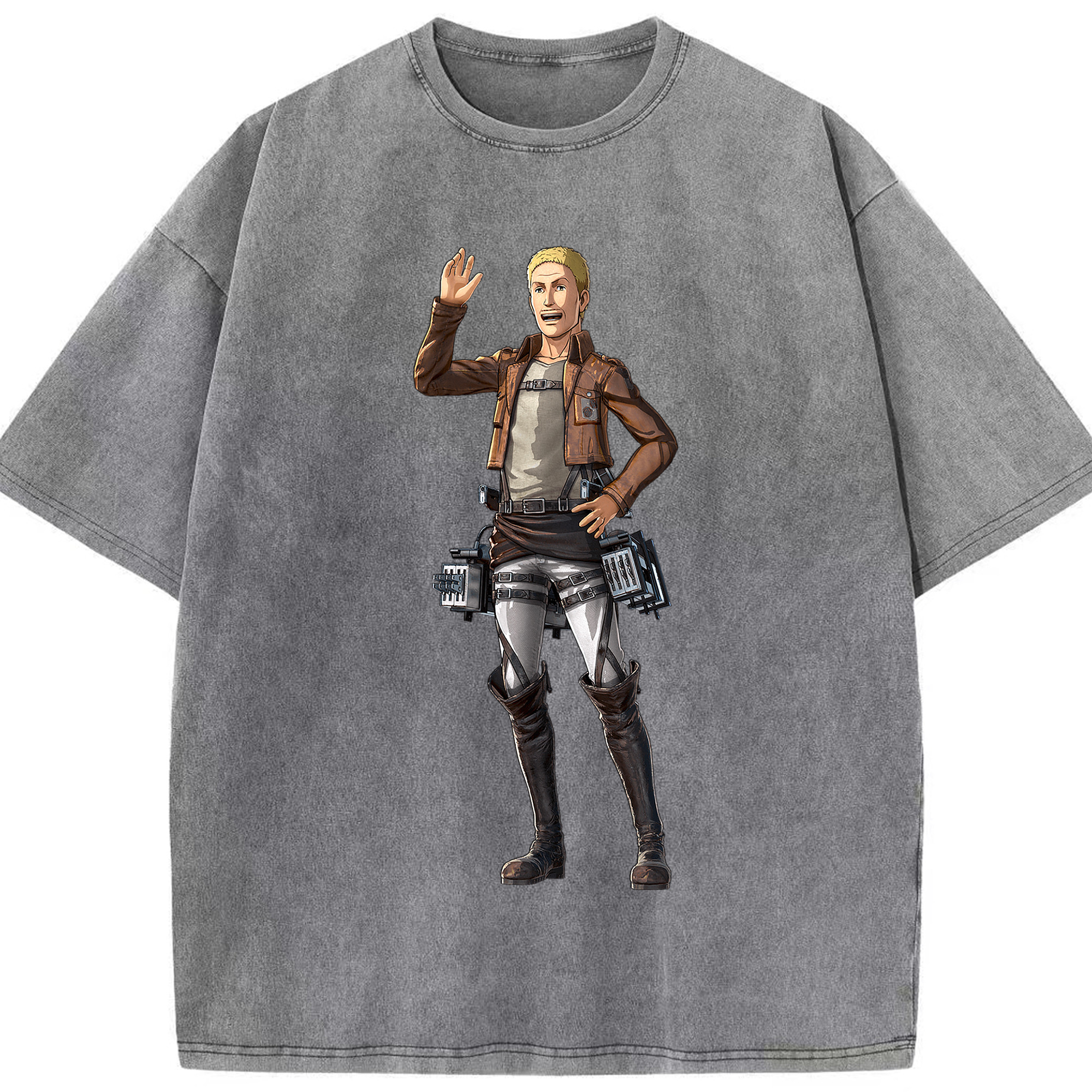 （画像用） 進撃の巨人 ハンネス Attack on Titan Hannes 綿100% ヴィンテージ風 半袖Tシャツ（フロントプリント）
